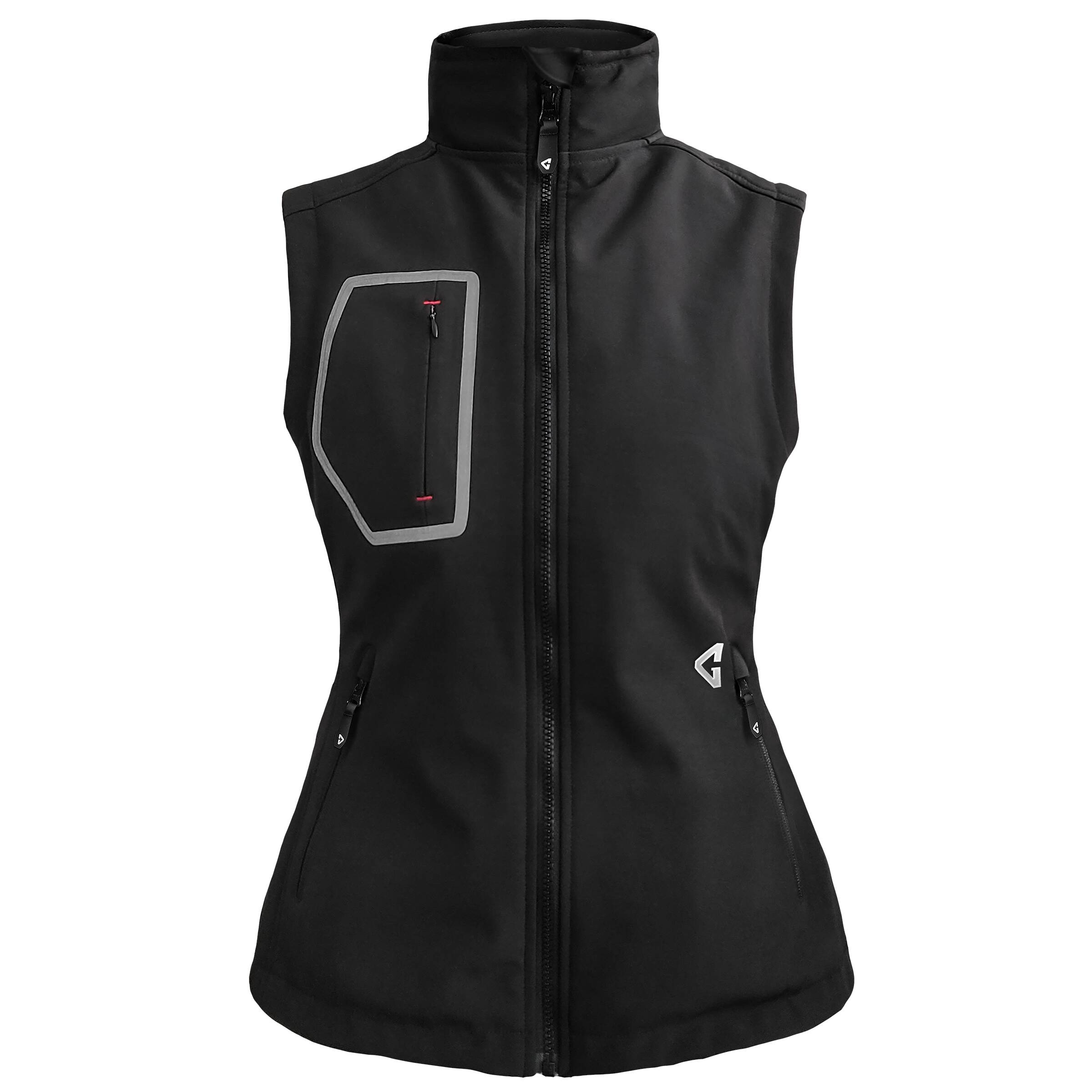 Chaleco calefactable de poliéster negro para mujer talla grande