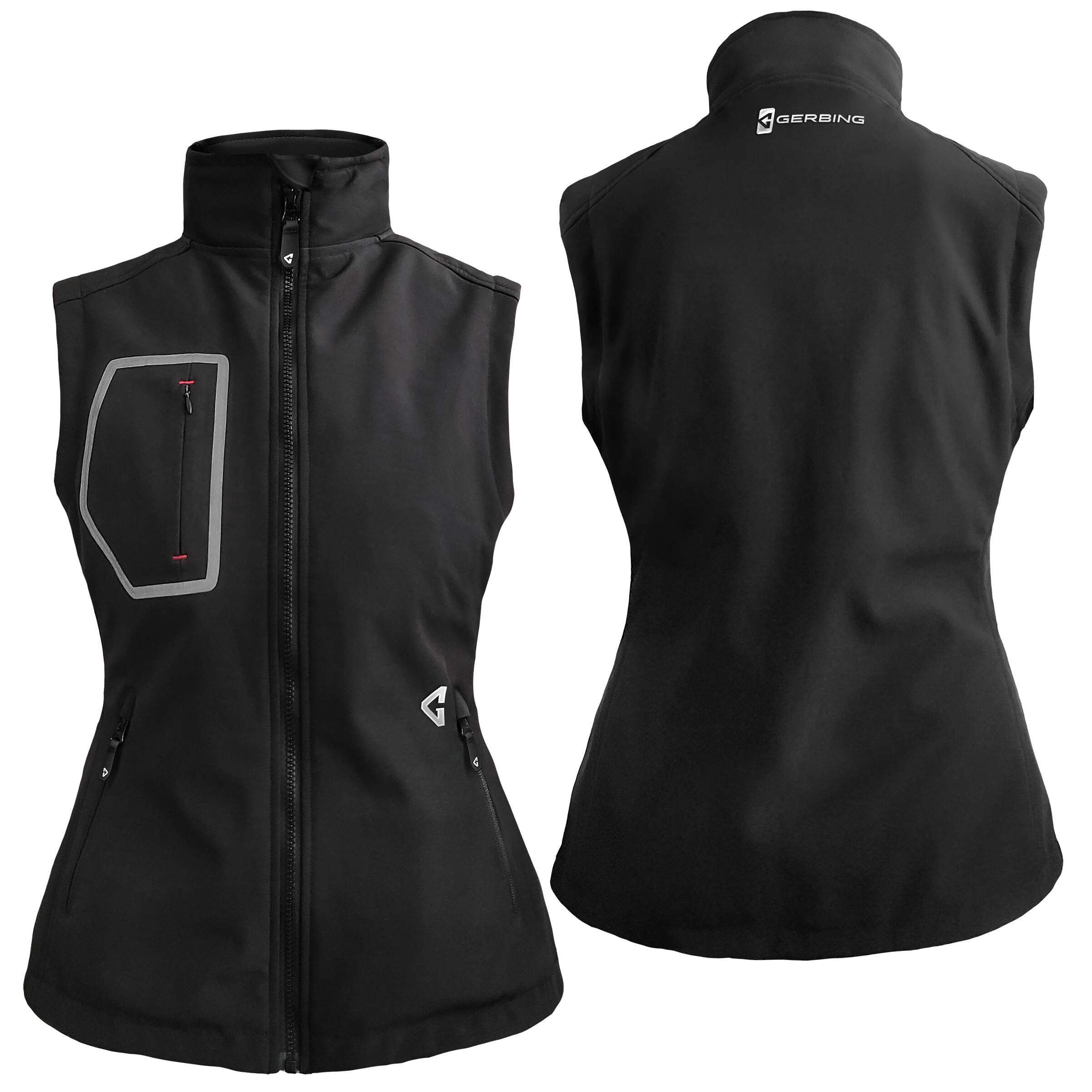 Chaleco calefactable de poliéster negro para mujer talla grande