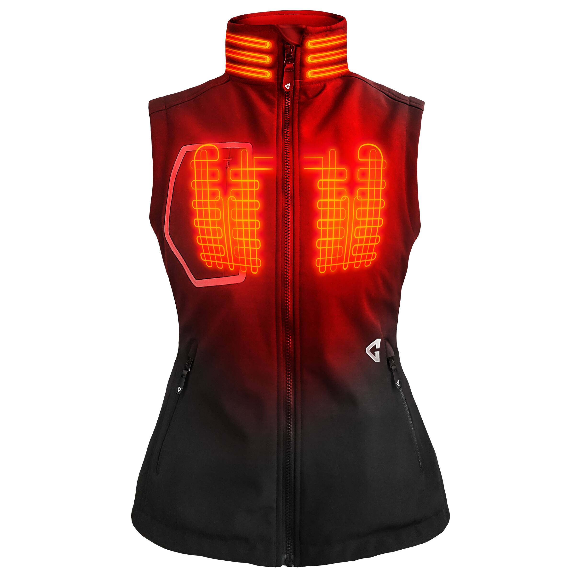 Chaleco calefactable de poliéster negro para mujer talla grande