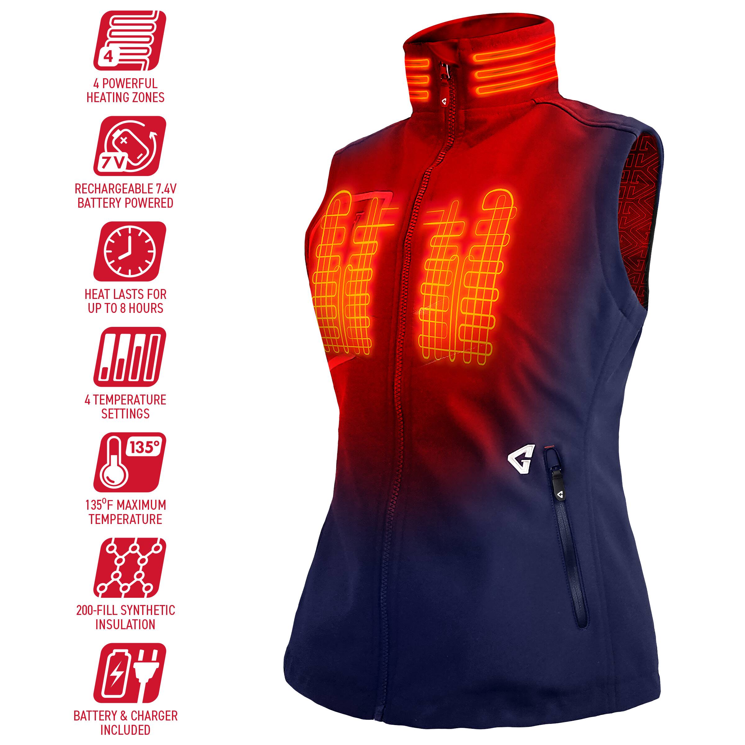 Chaleco Calefactable de Poliéster Azul para Mujer Talla Grande