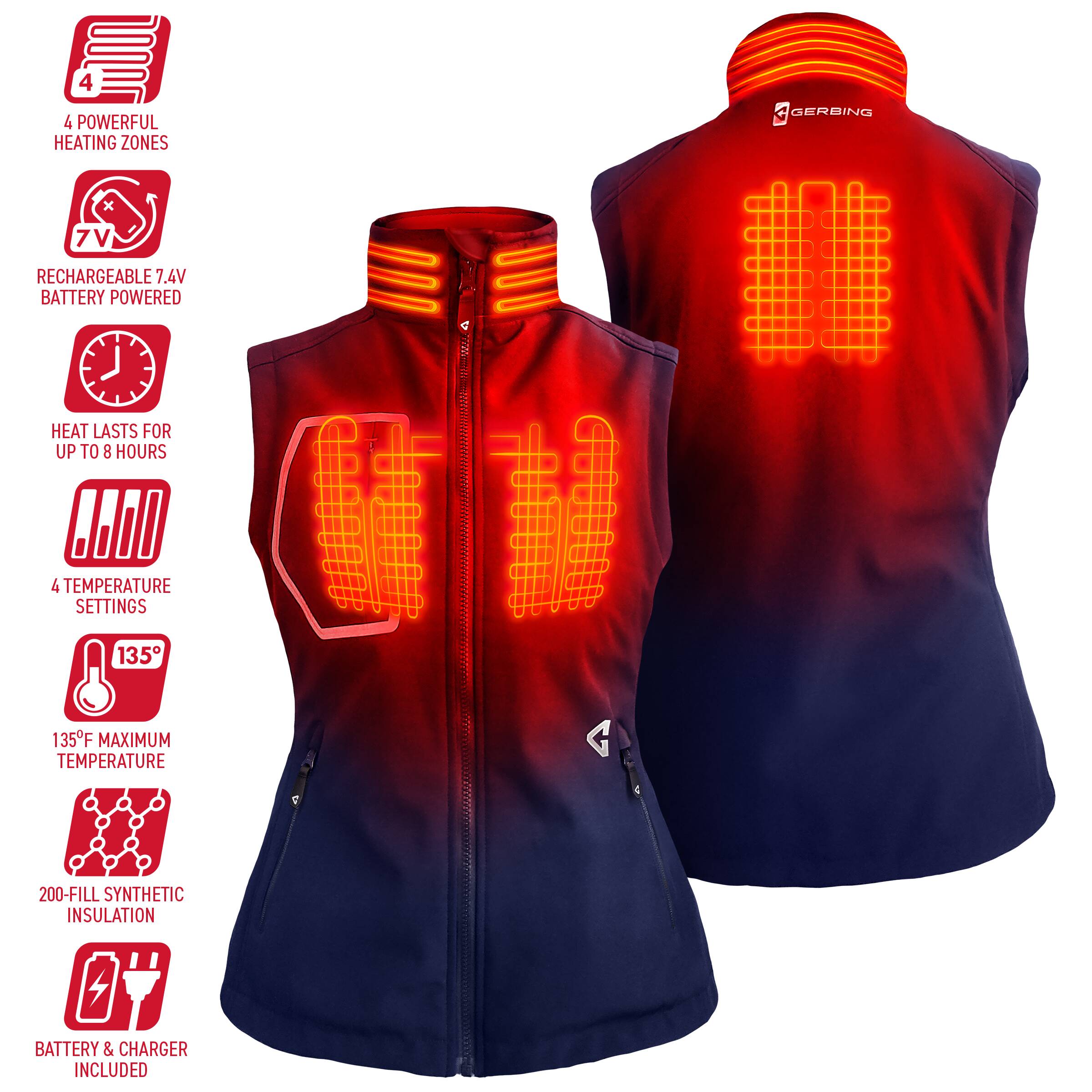 Chaleco Calefactable de Poliéster Azul para Mujer Talla Grande