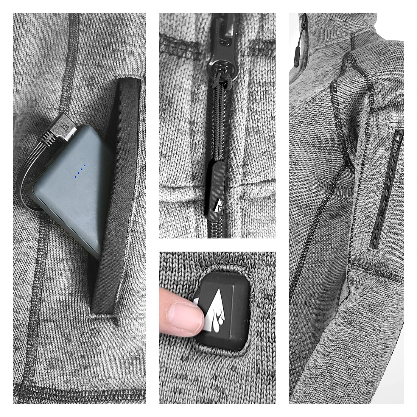 Chamarra térmica con capucha para hombre en gris claro de peso medio (talla extra grande) con calefacción incluida.