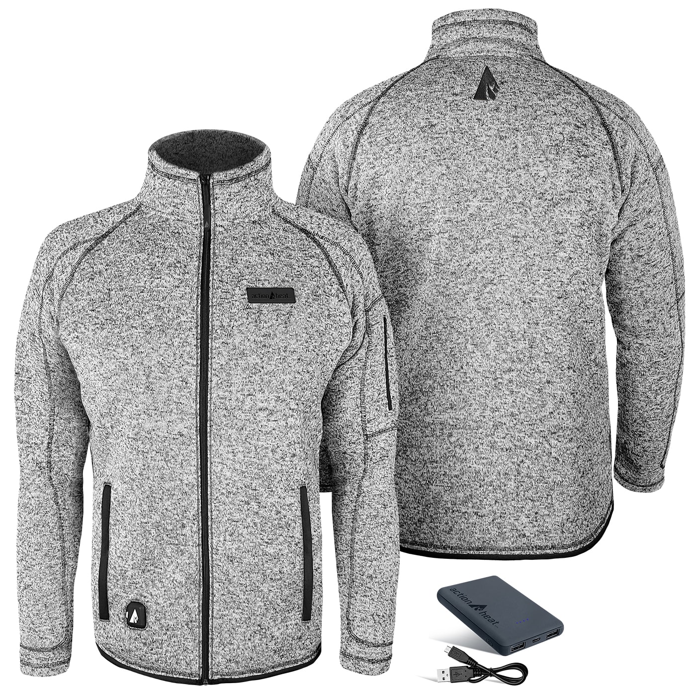 Chamarra térmica con capucha para hombre en gris claro de peso medio (talla extra grande) con calefacción incluida.