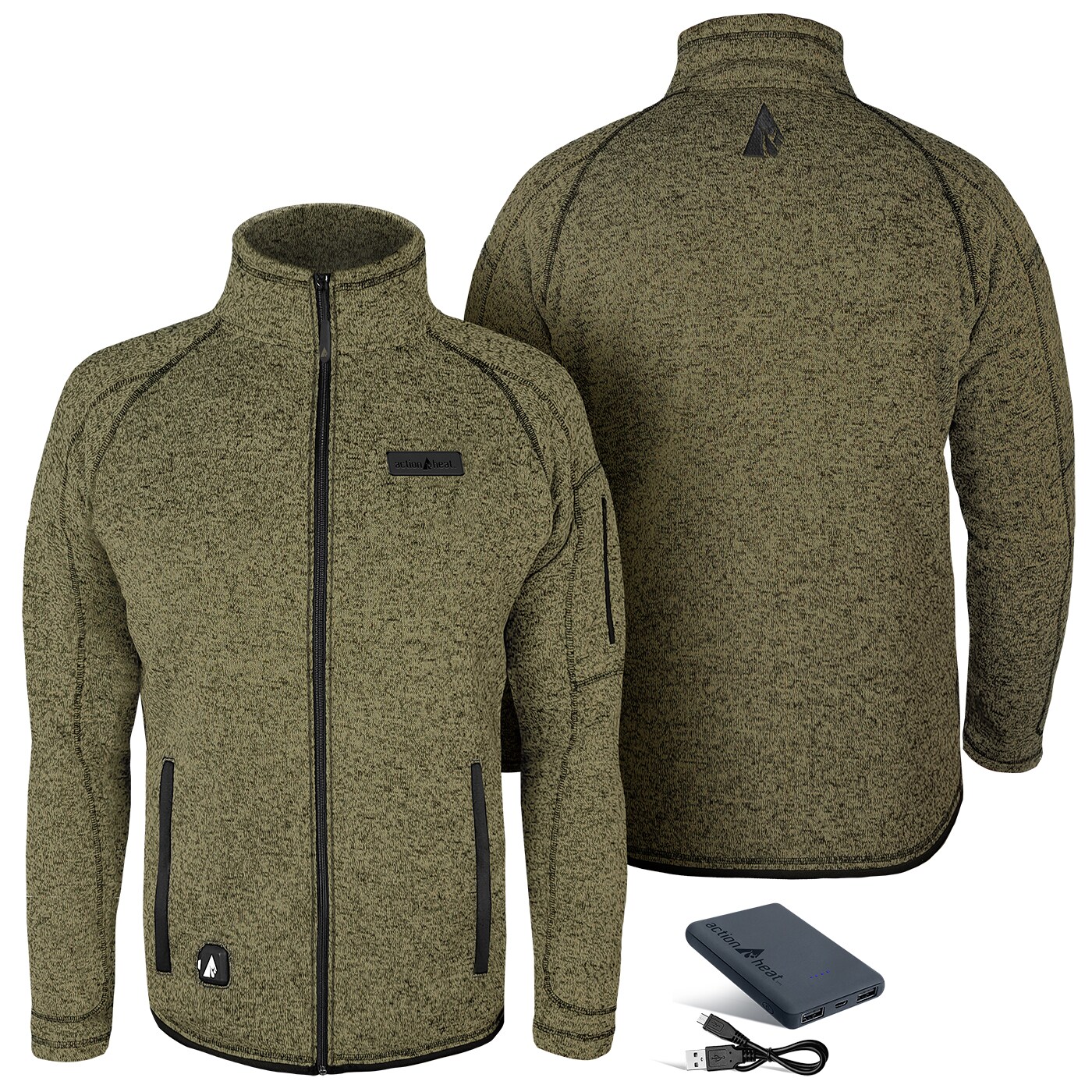 Chamarra térmica ligera para hombre en color verde olivo (talla extra grande) con calefacción incorporada. Incluye batería.
