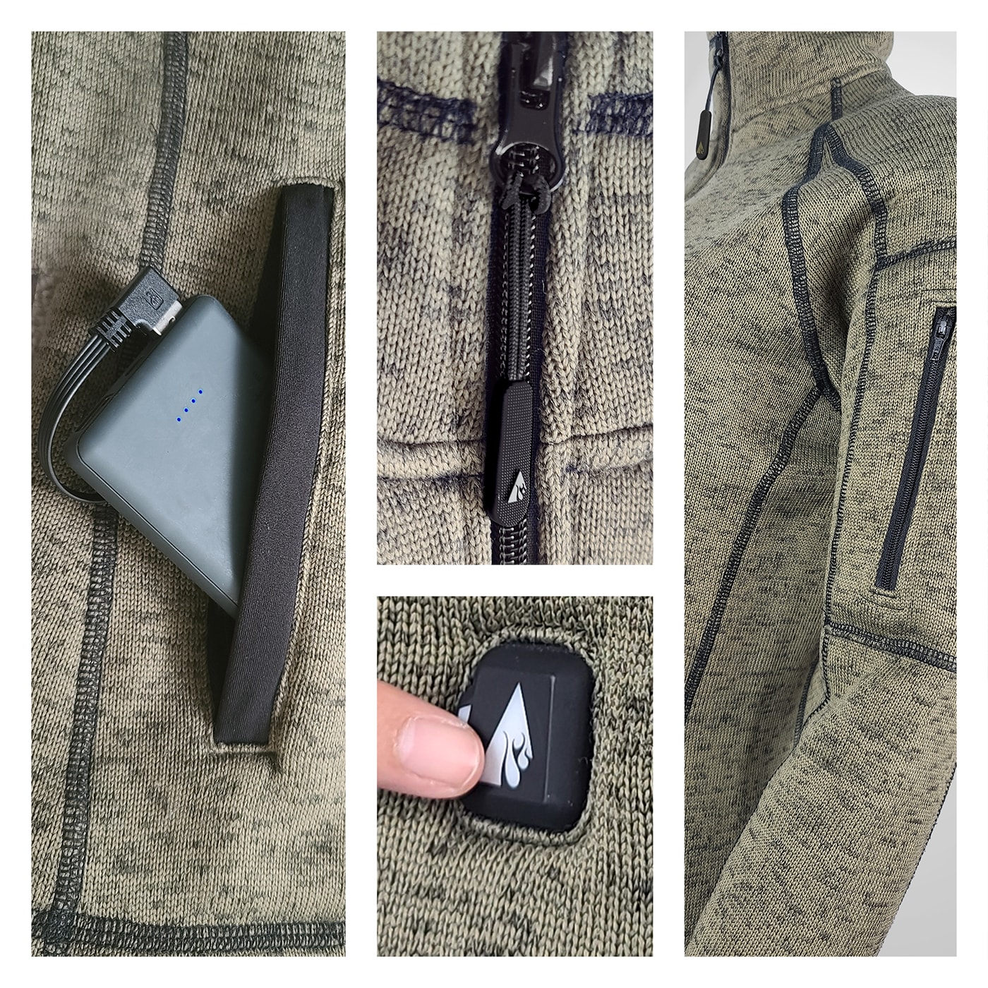 Chamarra térmica ligera para hombre en color verde olivo (talla extra grande) con calefacción incorporada. Incluye batería.