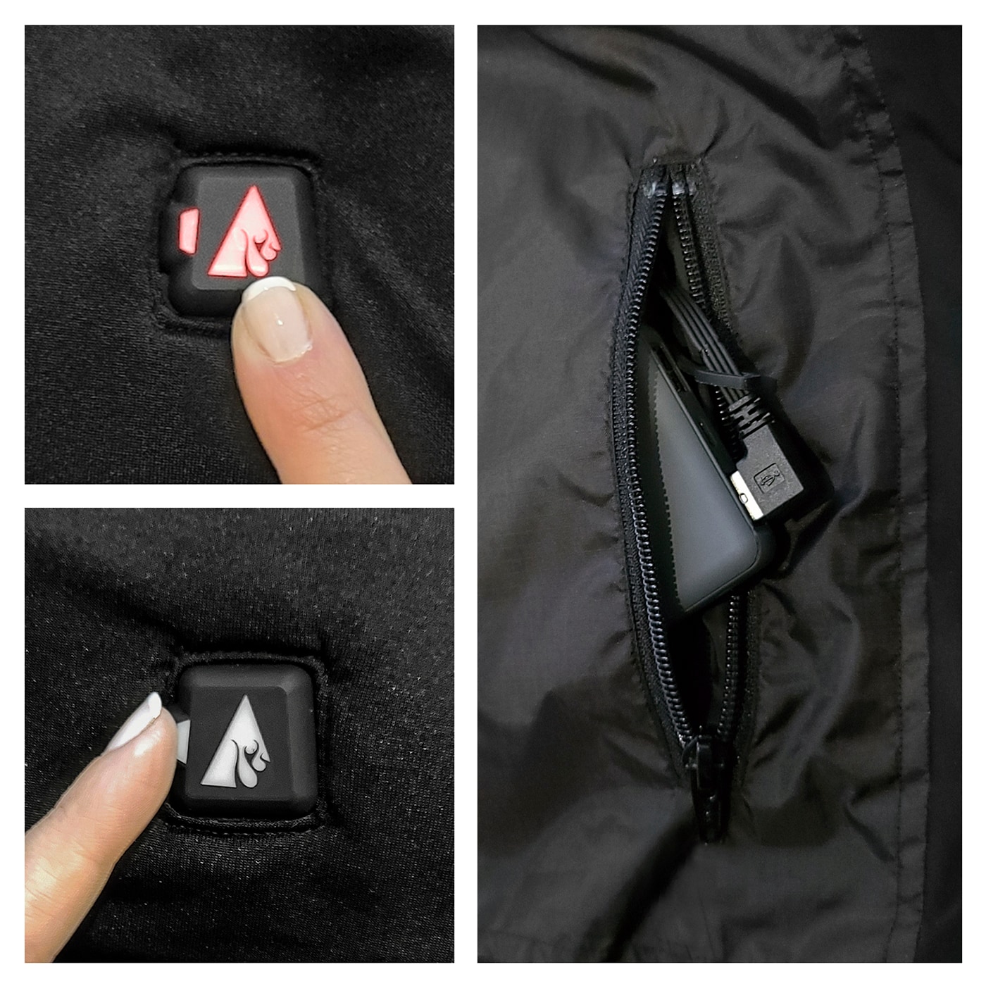 Chaleco calefactable de poliéster negro para adulto unisex Talla Grande.