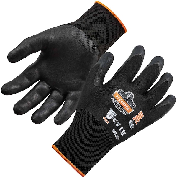 Guantes recubiertos de nitrilo resistentes a la abrasión Proflex de Ergodyne - DSX, 0.75 pulgadas, negro, M - 7001