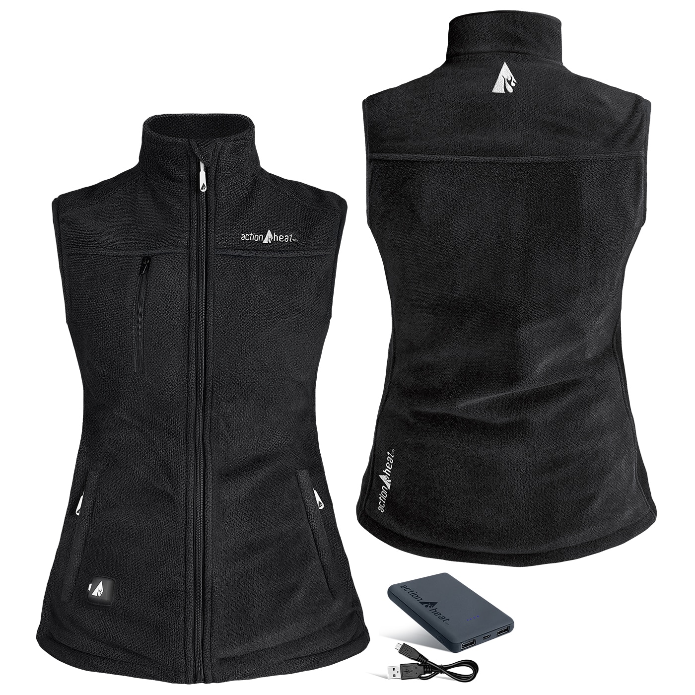 Chaleco térmico de poliéster negro para mujer de ActionHeat talla mediana
