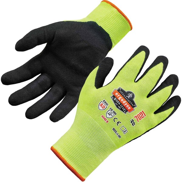 Guantes resistentes a cortes con recubrimiento de nitrilo Proflex de Ergodyne - Nivel A2 WSX, 0.75 in, Lima, M - 7021