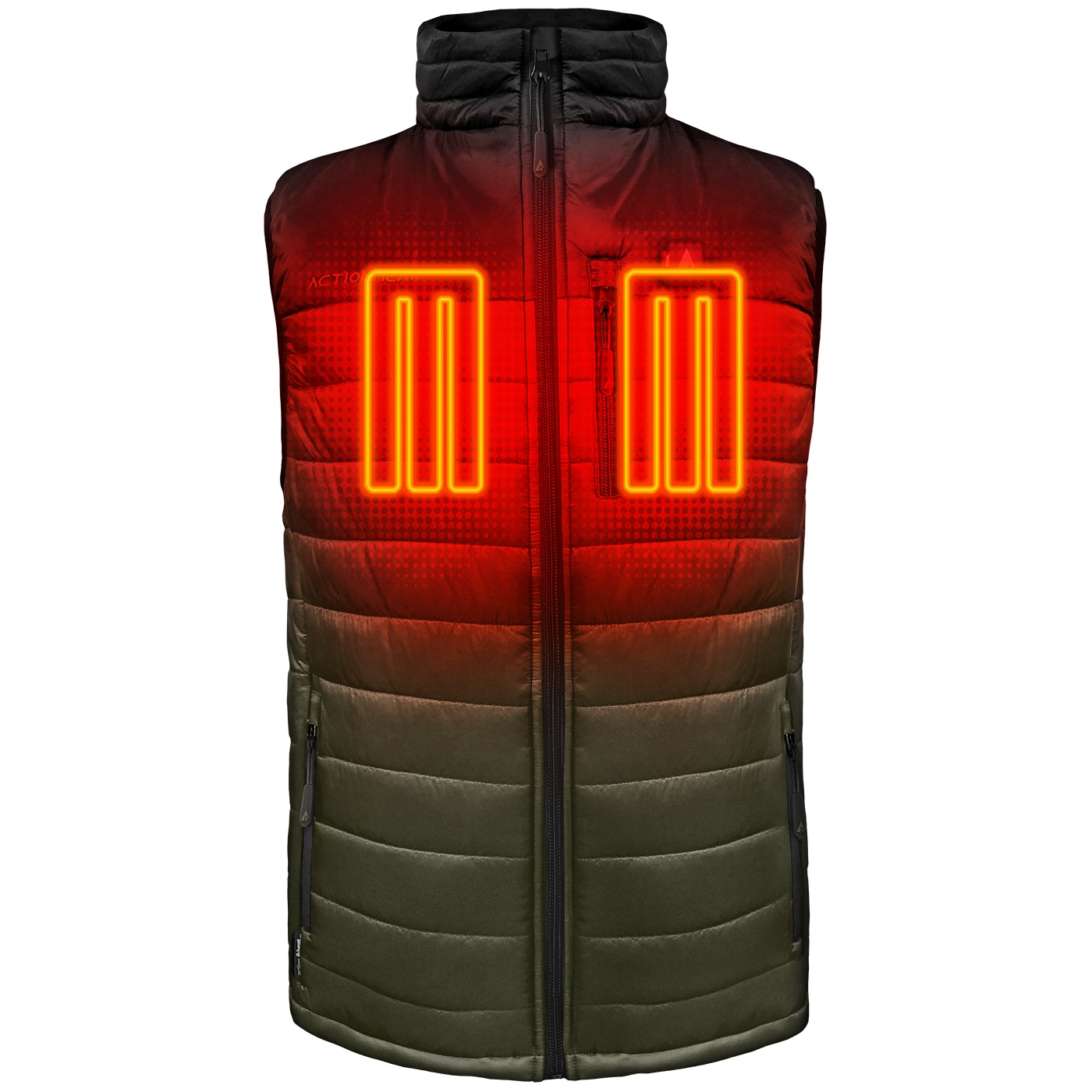 Chaleco térmico negro de poliéster para hombres de talla 2X grande de ActionHeat