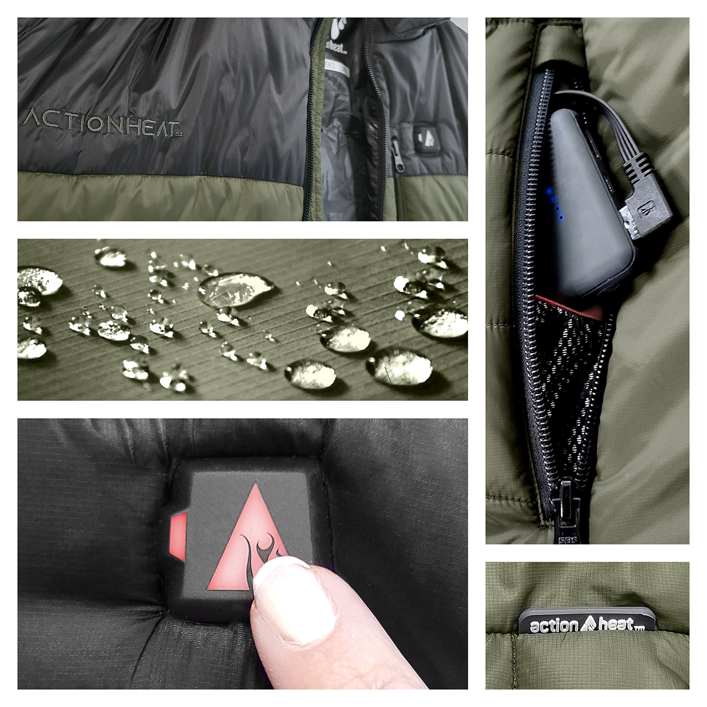 Chaleco térmico negro de poliéster para hombres de talla 2X grande de ActionHeat