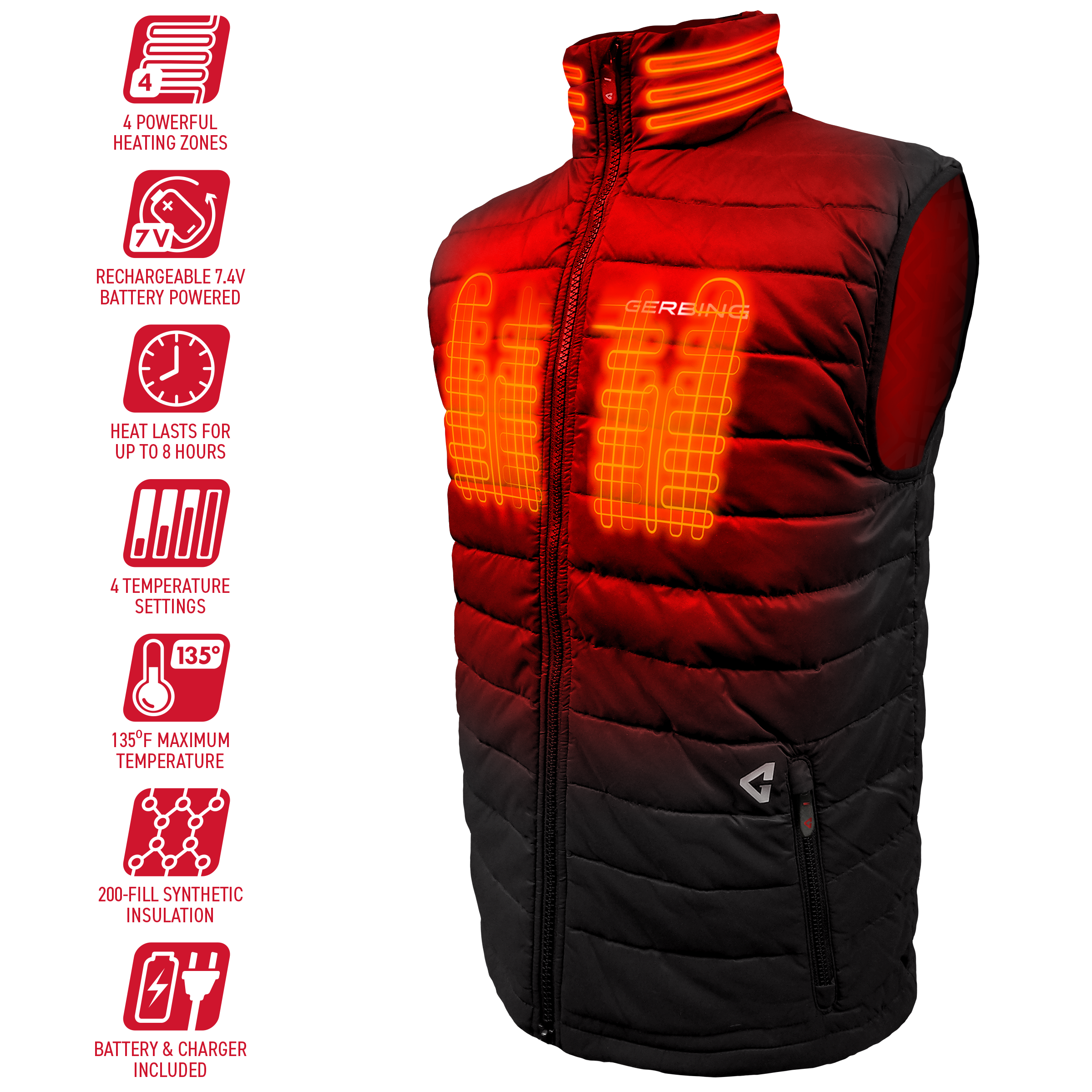 Chaleco térmico para hombre de poliéster negro small