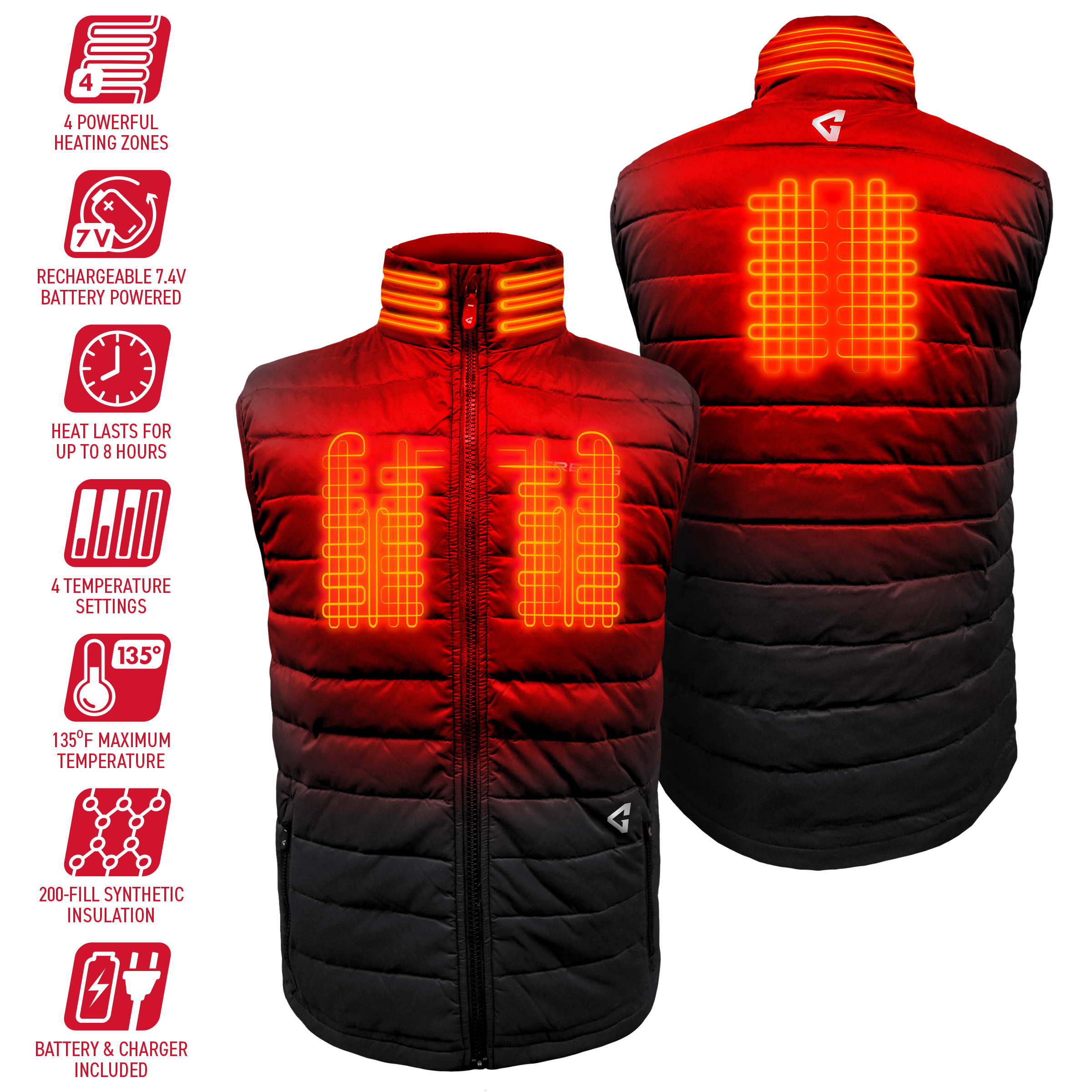 Chaleco térmico para hombre de poliéster negro small