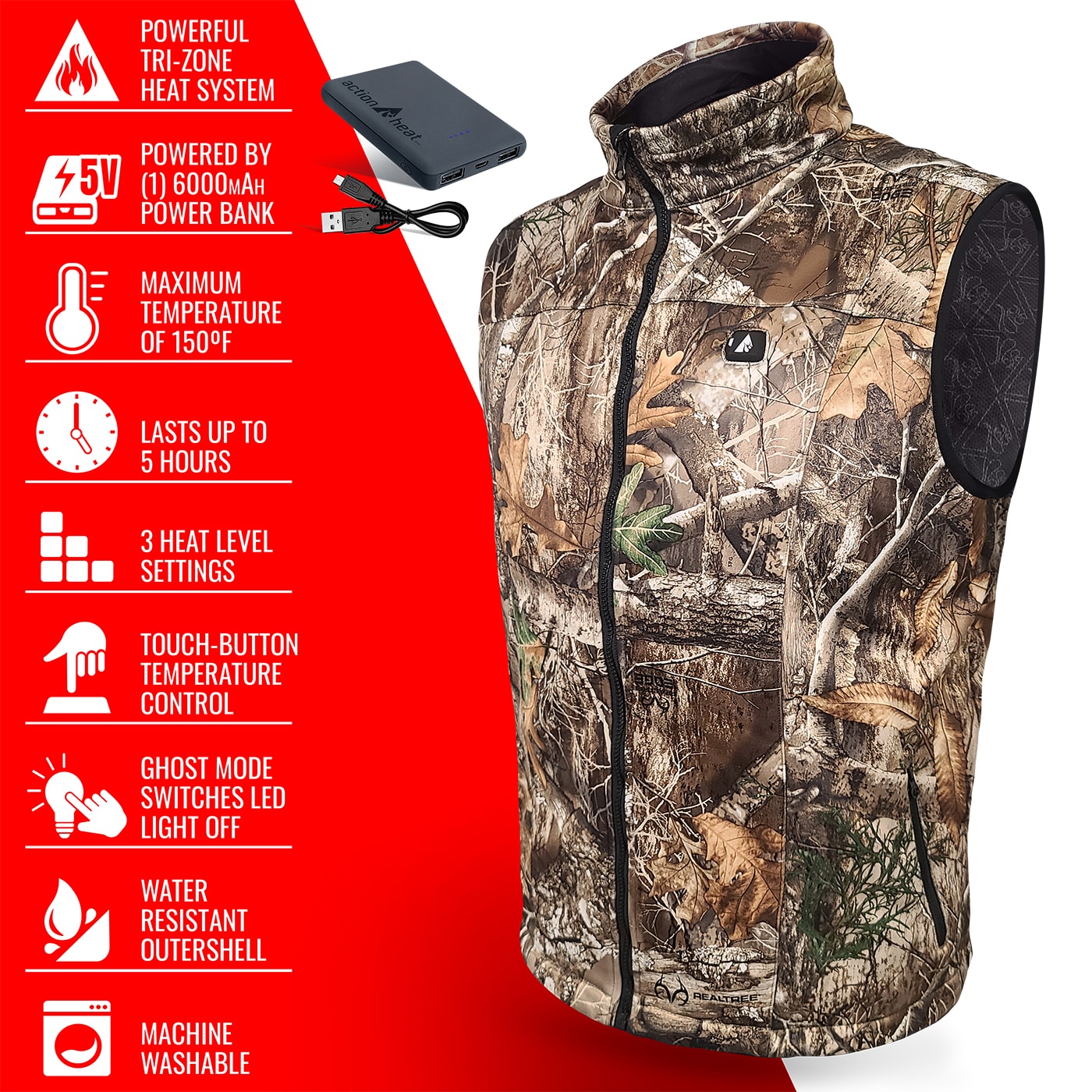 Chaleco térmico de poliéster para hombre en varios colores/acabados - Talla pequeña