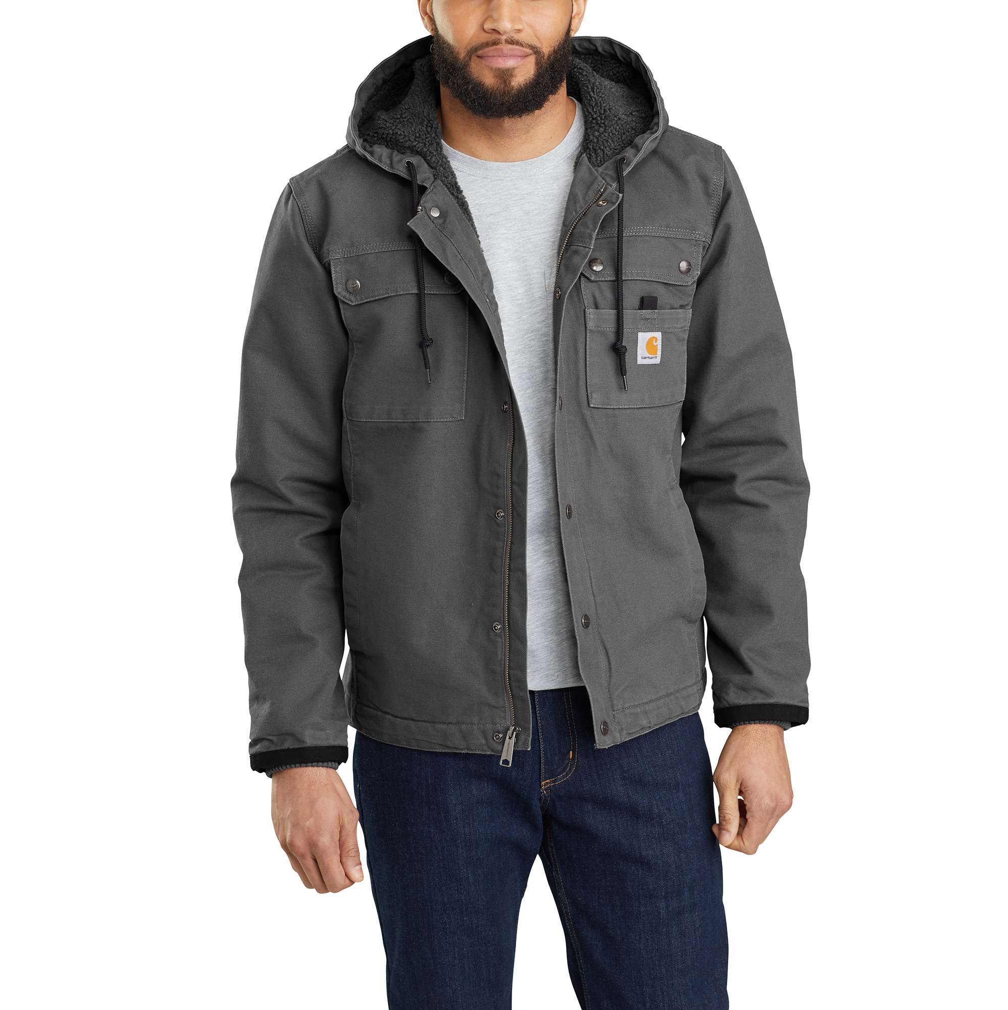 Chamarra de trabajo aislada con capucha tejida de peso medio en color gravilla para hombre de Carhartt (2XL) 103826-GVL2XL