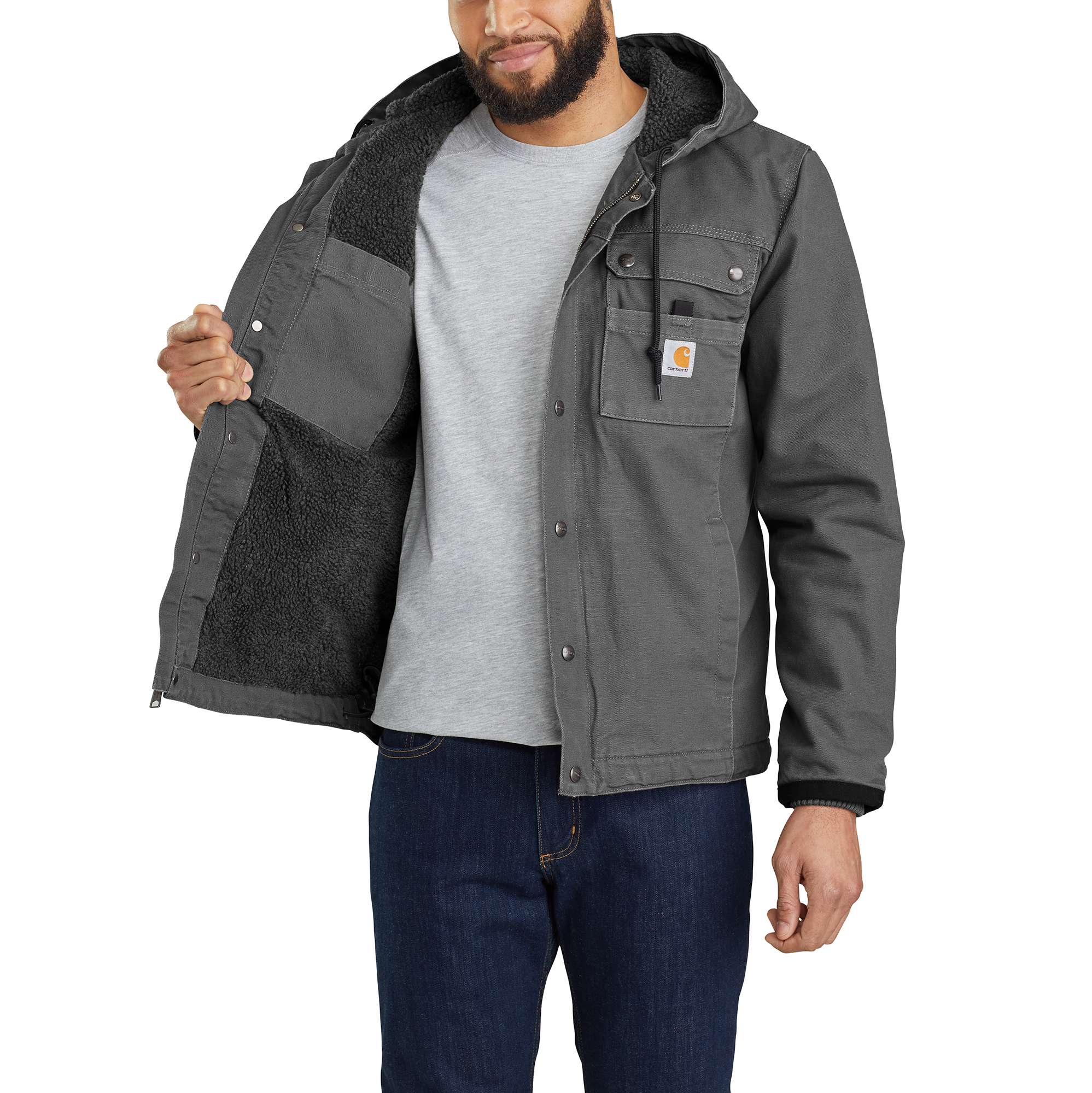 Chamarra de trabajo aislada con capucha tejida de peso medio en color gravilla para hombre de Carhartt (2XL) 103826-GVL2XL
