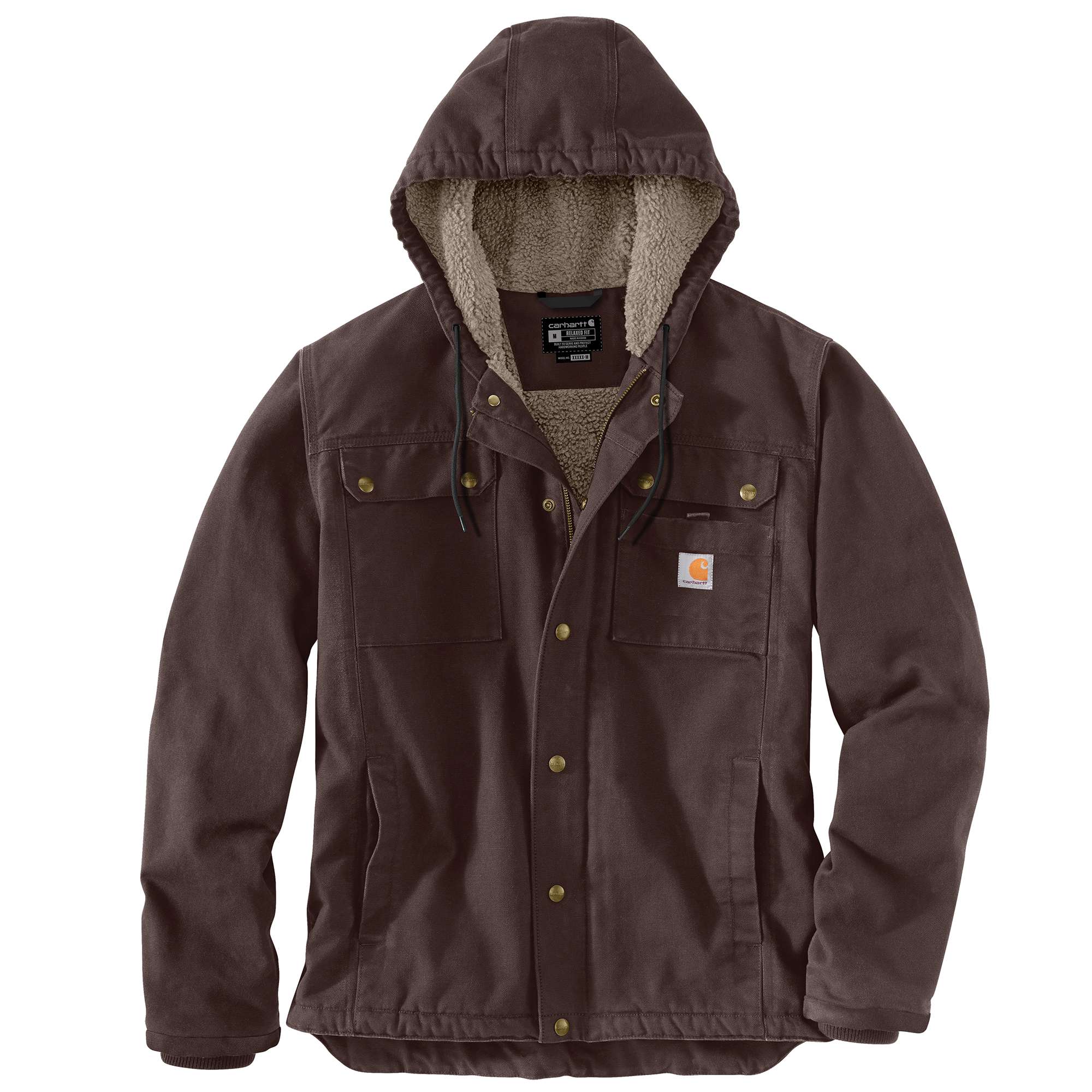 Chamarra de Trabajo Acolchada con Capucha Tejida de Peso Mediano para Hombre en Café Oscuro de Carhartt (Talla Extra Grande) 103826-DKBXL