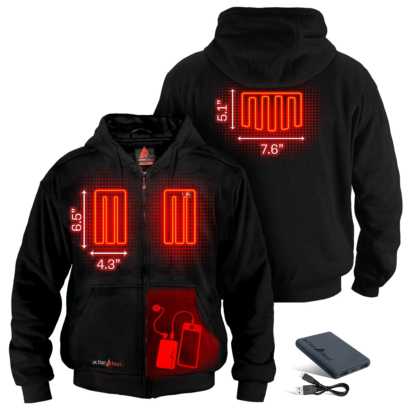 Chamarra Calentada con Capucha de Peso Mediano para Adulto Unisex en Negro Talla Mediana (3XL) AH-HDY-5V-B-3XL