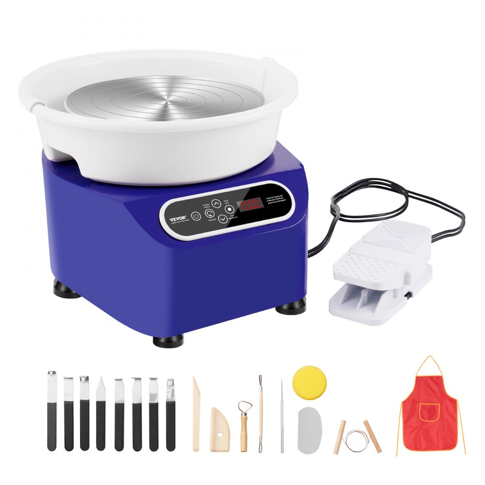 VEVOR Pottery Wheel, 10 inch Pottery Forming Machine, 350W Electric Wheel for Pottery with Foot Pedal and LCD Touch Screen, Direct Drive Ceramic Wheel with Shaping Tools for DIY Art Craft, Blue - ZQLPJXS10YC3BXLC8V1