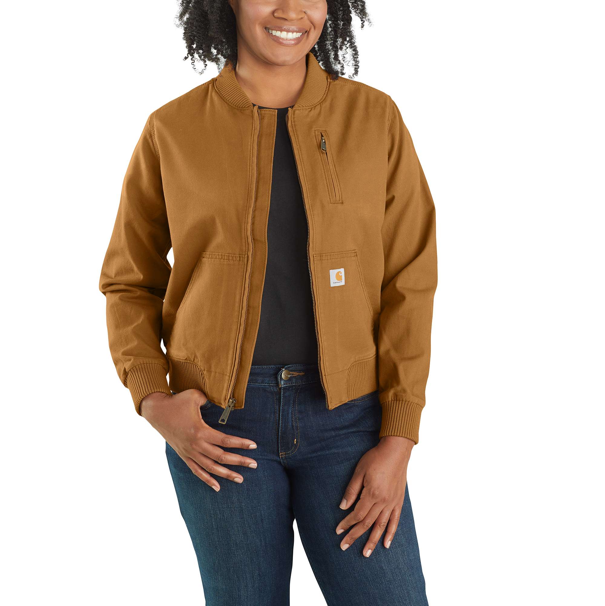 Chamarra de Trabajo de Lona de Medio Peso Color Café Carhartt para Mujer (Grande) 102524-211LREG