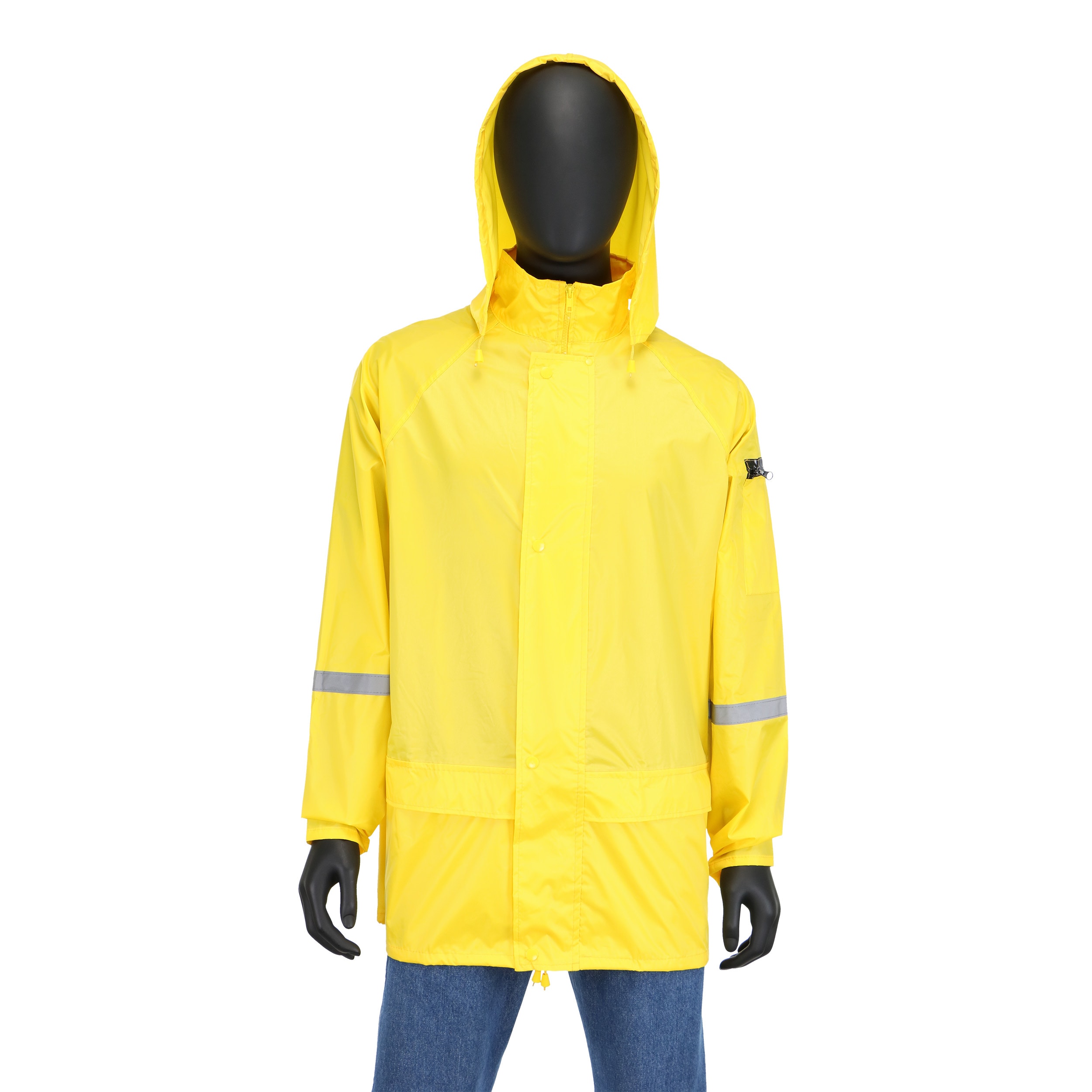 Chamarra Impermeable con Capucha para Lluvia para Hombre en Amarillo de Peso Medio (Talla Extra Grande) SW44337J-XL