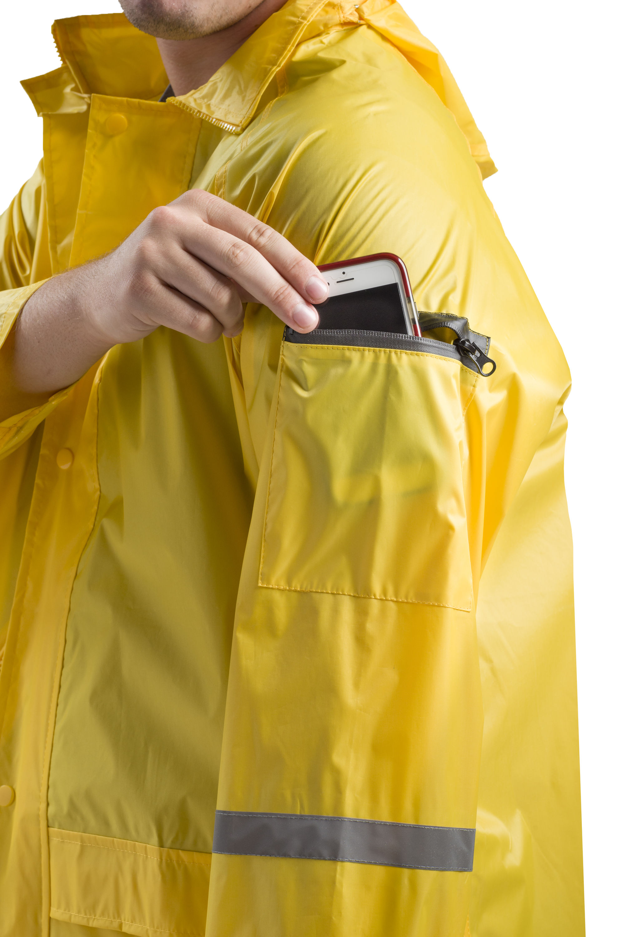 Chamarra Impermeable con Capucha para Lluvia para Hombre en Amarillo de Peso Medio (Talla Extra Grande) SW44337J-XL