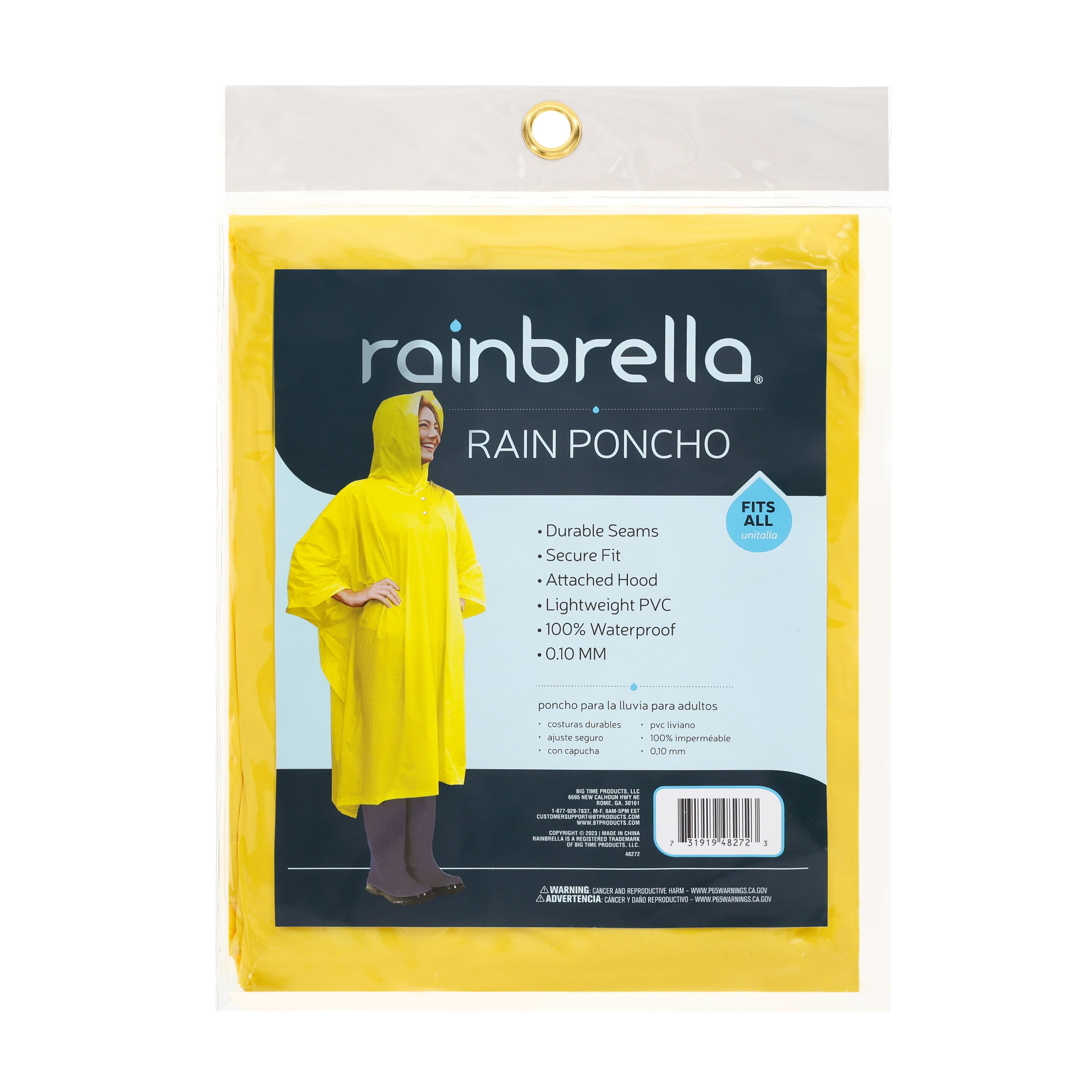 Capa con capucha para lluvia para adultos unisex en tono de amarillo claro, ligera (talla única) 48272RB