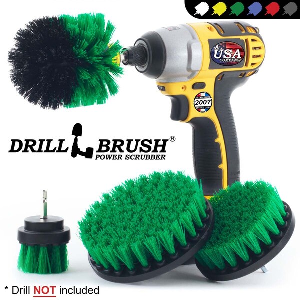 Cepillo para taladro Power Scrubber de Useful Products 5 pulgadas de ancho 5 pulgadas de largo, color verde - G-S-542O-QC-DB