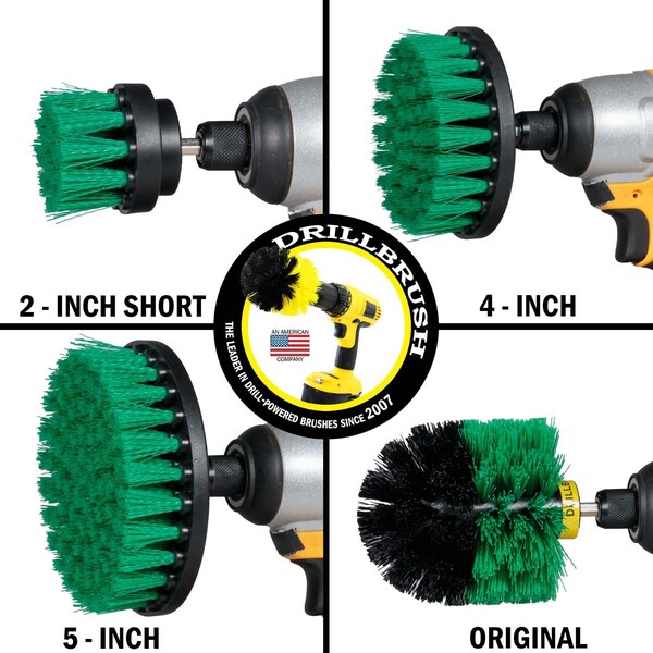 Cepillo para taladro Power Scrubber de Useful Products 5 pulgadas de ancho 5 pulgadas de largo, color verde - G-S-542O-QC-DB
