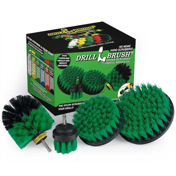 Cepillo para taladro Power Scrubber de Useful Products 5 pulgadas de ancho 5 pulgadas de largo, color verde - G-S-542O-QC-DB