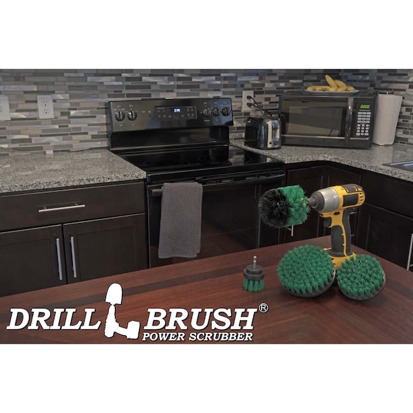 Cepillo para taladro Power Scrubber de Useful Products 5 pulgadas de ancho 5 pulgadas de largo, color verde - G-S-542O-QC-DB
