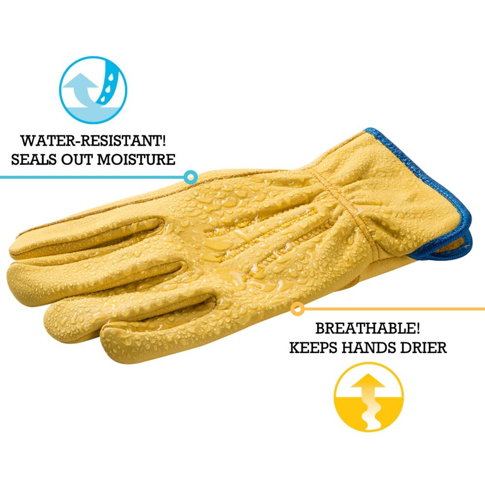 Guantes de cuero amarillo grandes de 1 par Wells Lamont 1168L-L01