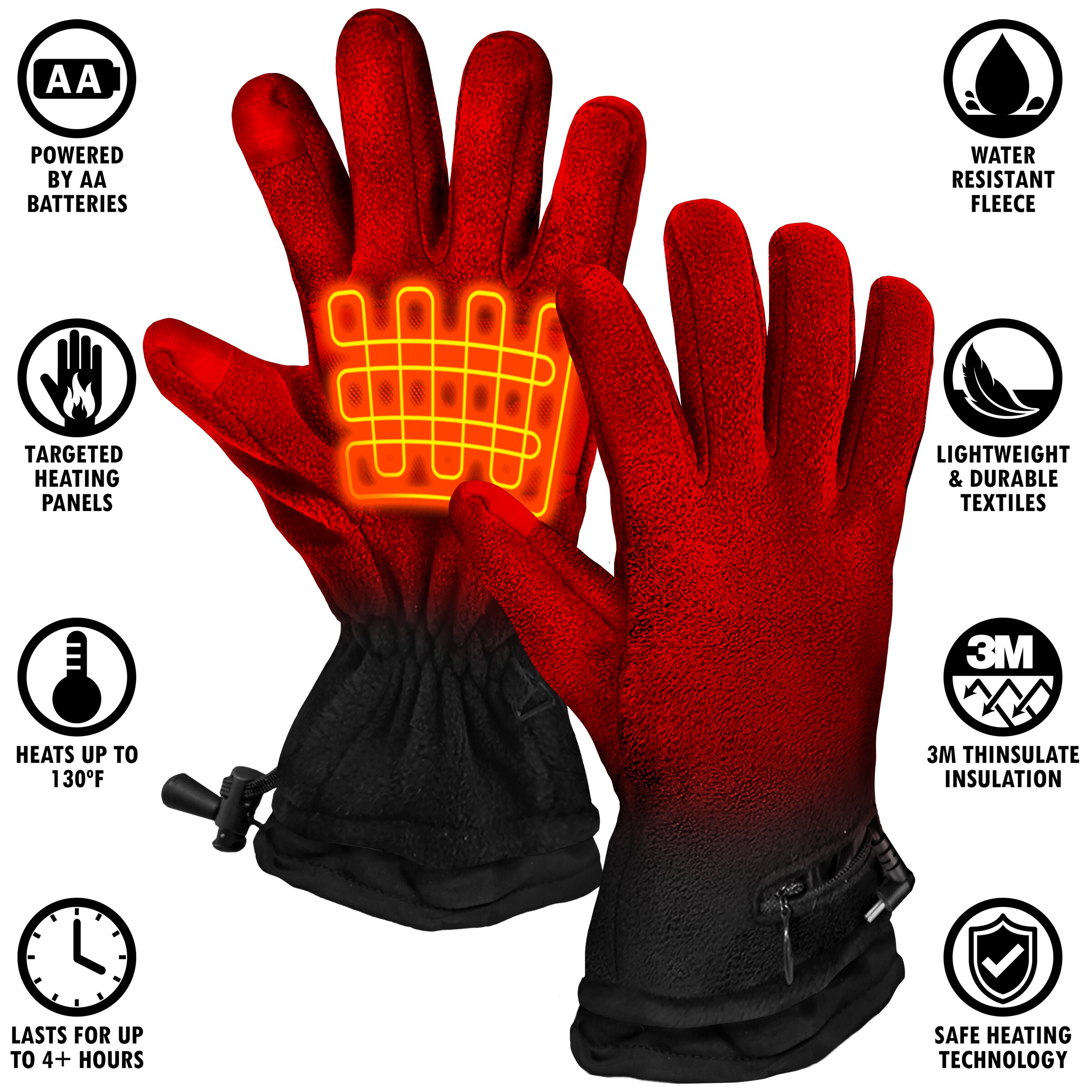 Guantes para clima frío de poliéster negro de talla única de ActionHeat