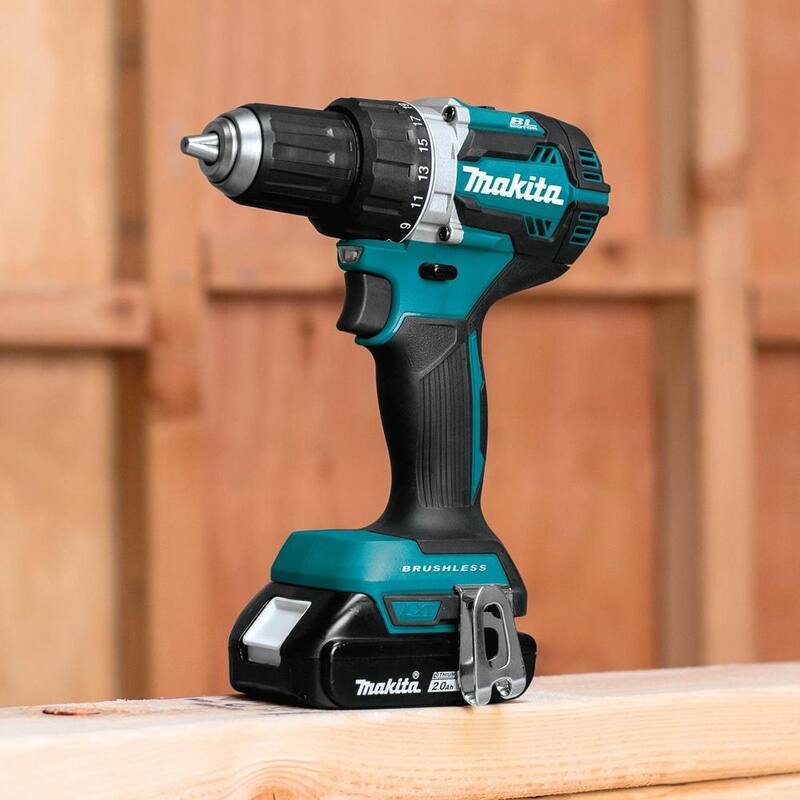 Juego de Taladro-Atornillador Inalámbrico Makita 18V LXT de 1/2 pulgada sin escobillas y compacto de iones de litio con kit de (2) baterías (2.0Ah), cargador y bolsa - XFD12R.