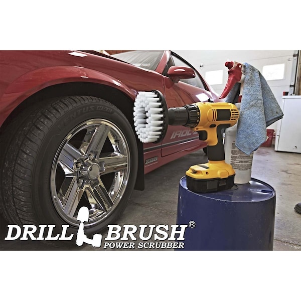 Cepillo de fregar con cerdas más suaves Drillbrush de 5 pulgadas redondo con accesorio para taladro eléctrico - CH-WHT-5INCH