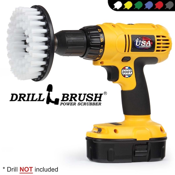 Cepillo de fregar con cerdas más suaves Drillbrush de 5 pulgadas redondo con accesorio para taladro eléctrico - CH-WHT-5INCH