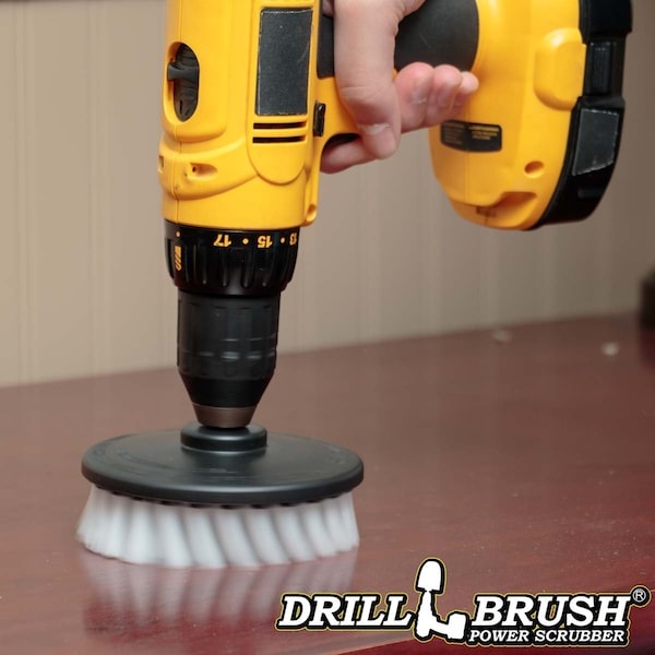 Cepillo de fregar con cerdas más suaves Drillbrush de 5 pulgadas redondo con accesorio para taladro eléctrico - CH-WHT-5INCH