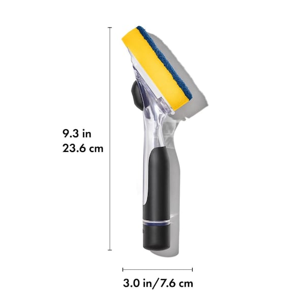 Cepillo fregador dispensador de jabón Oxo OXO Good Grips 1 in. W con cerdas suaves/medianas y mango de plástico/hule - 12361600