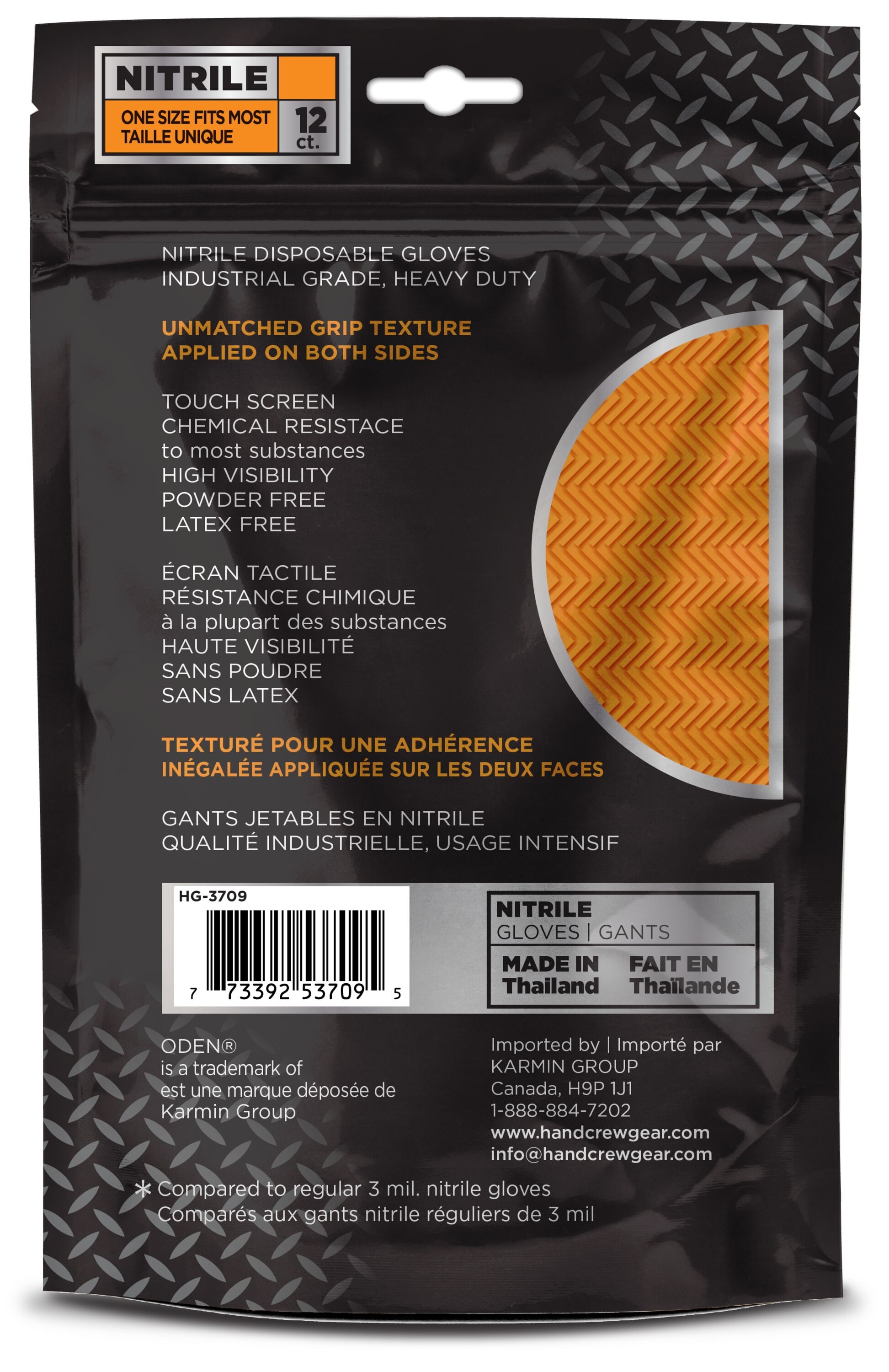 Guantes de Nitrilo Naranja "Talla Única" - Paquete de 6 pares