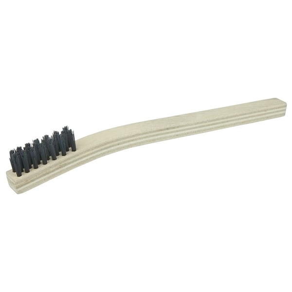 Cepillo de mano pequeño Weiler para raspar, con cerdas de nylon negro, bloque de madera, 3 x 7 hileras - 44637