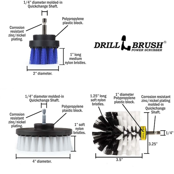 Cepillo Removedor de Pelo de Mascotas Drillbrush - Alternativa al Rodillo Quitapelusa - S-W4O-B2-QC-DB