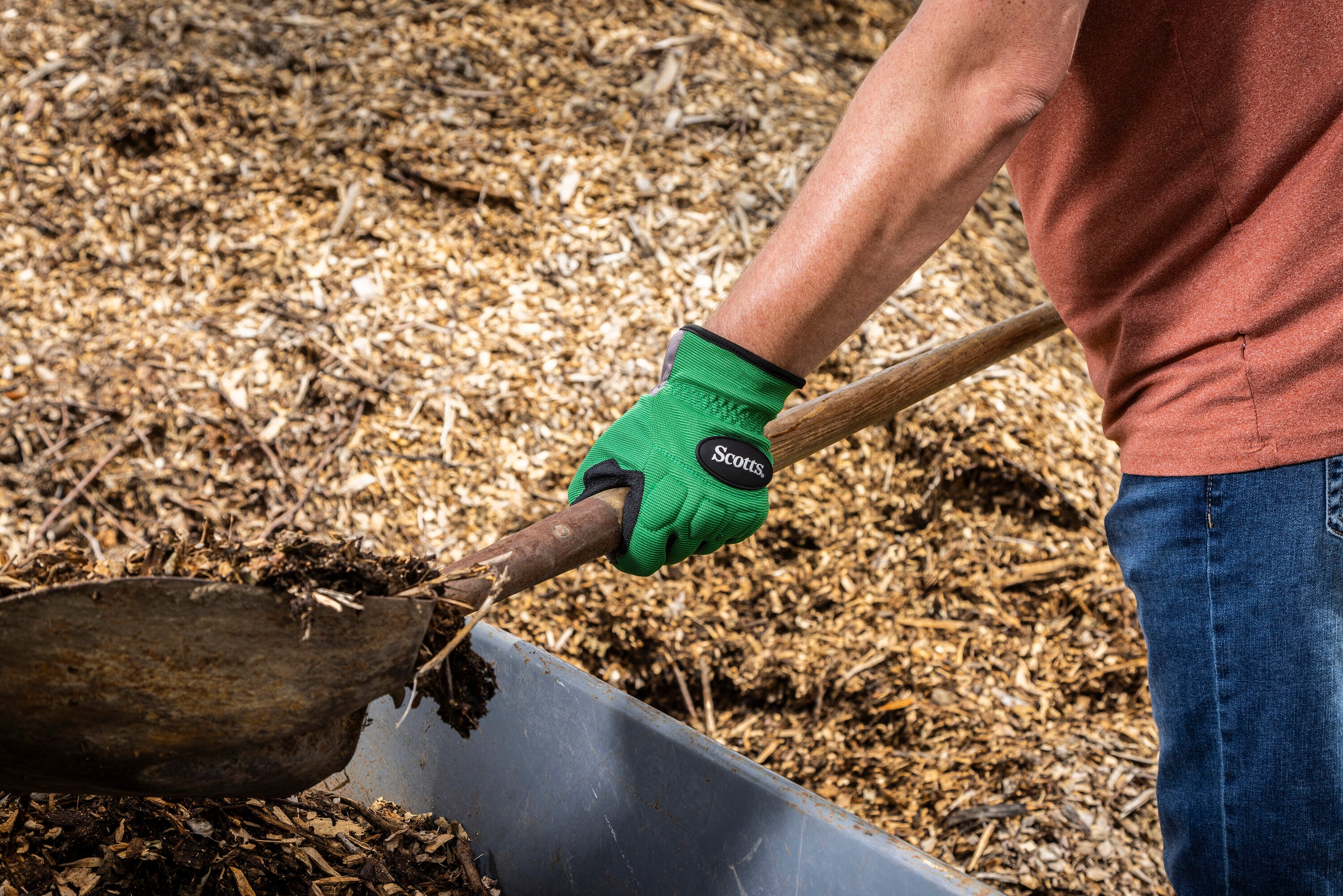 Guantes de jardinería grandes de cuero sintético verde Scotts - 1 par