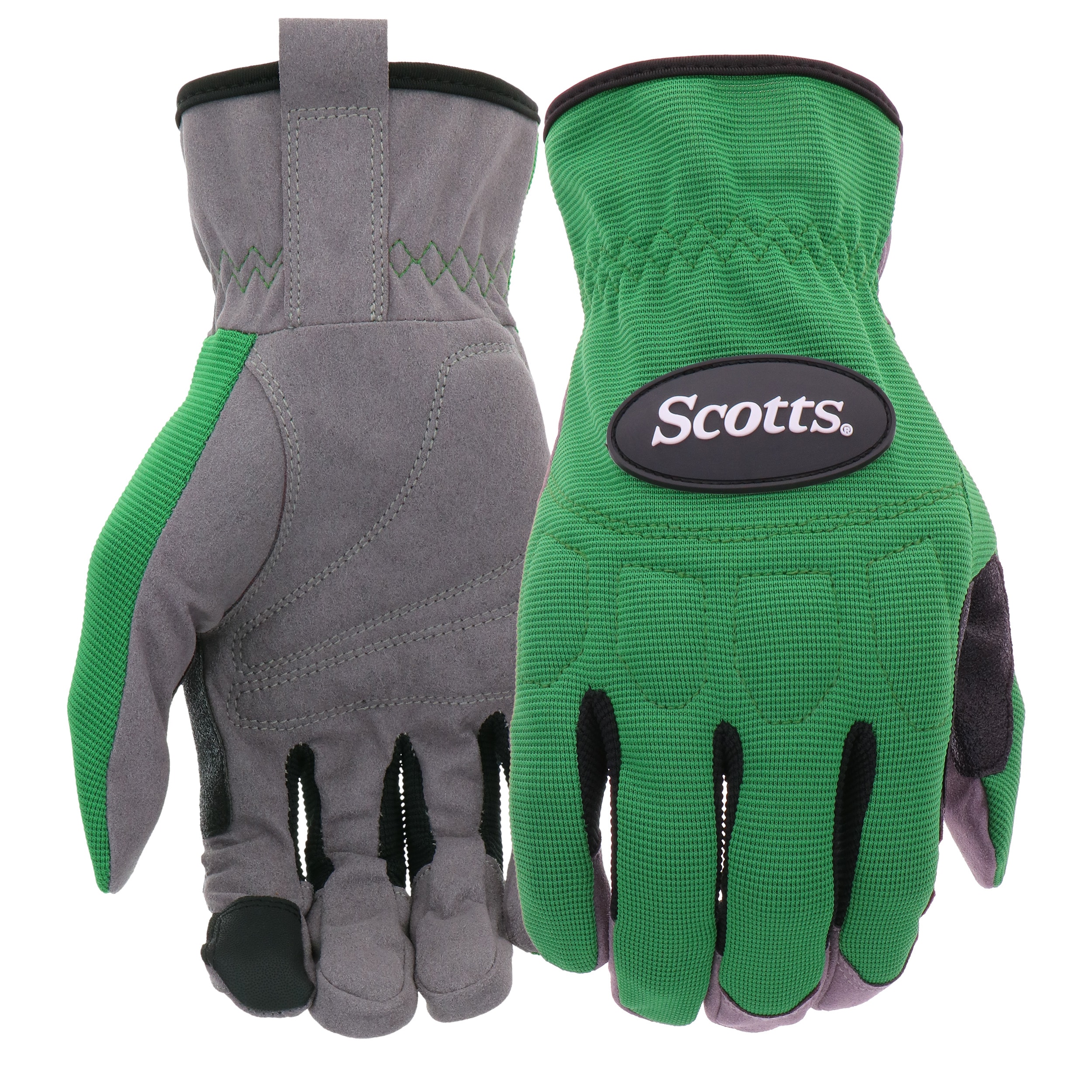 Guantes de jardinería grandes de cuero sintético verde Scotts - 1 par
