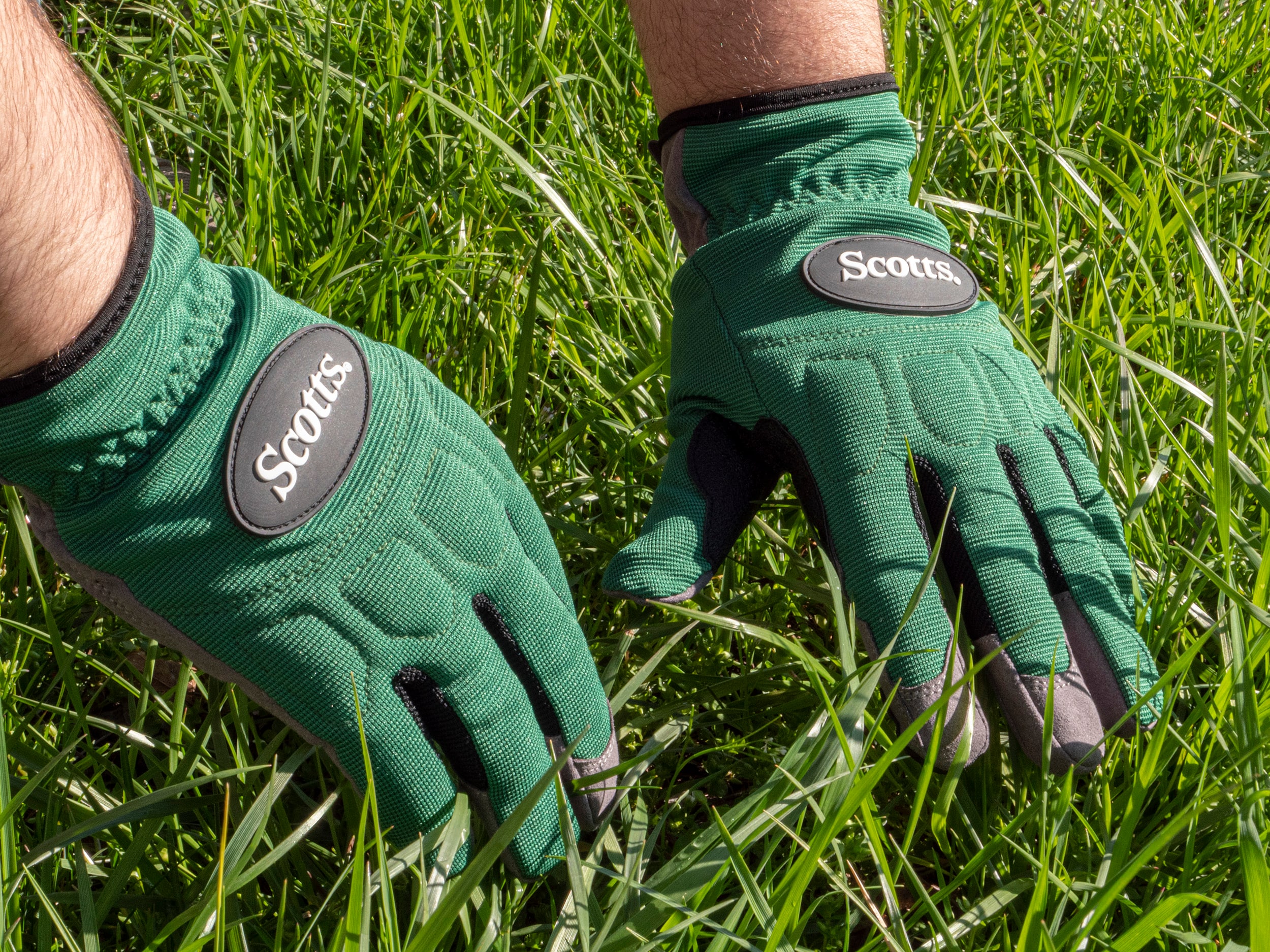 Guantes de jardinería grandes de cuero sintético verde Scotts - 1 par