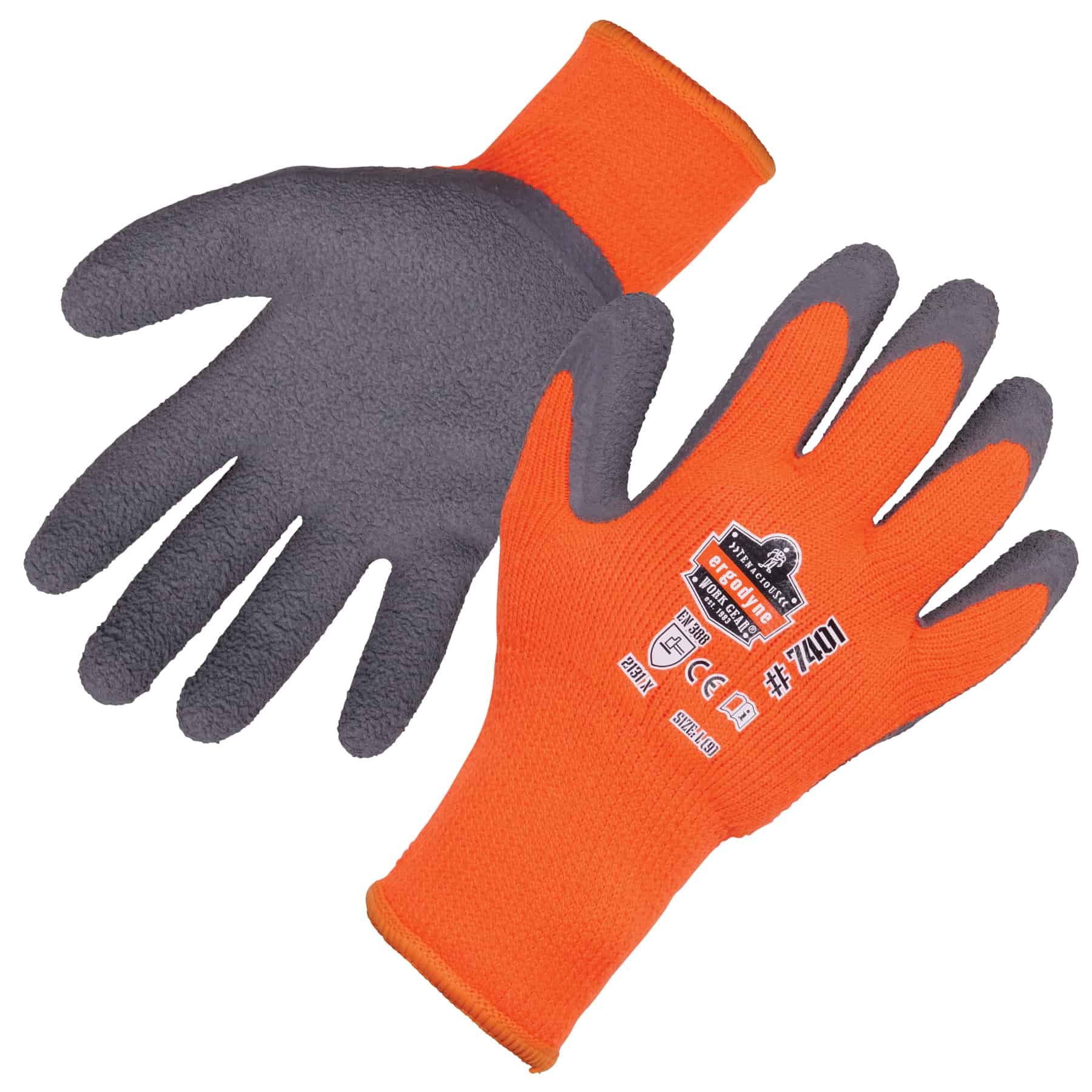 Guantes de látex naranja para clima frío Ergodyne, tamaño medio