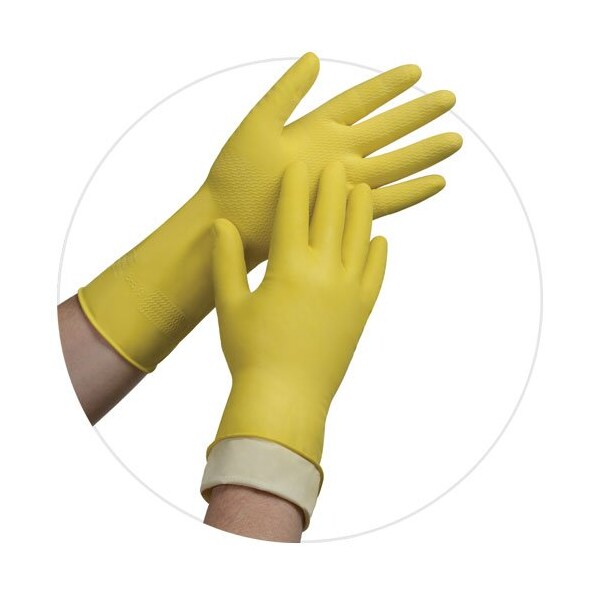 Tradex Intl LLG6500 - Guantes de látex con forro de felpa, color amarillo, talla grande, 12 unidades - LLG6500-DZ