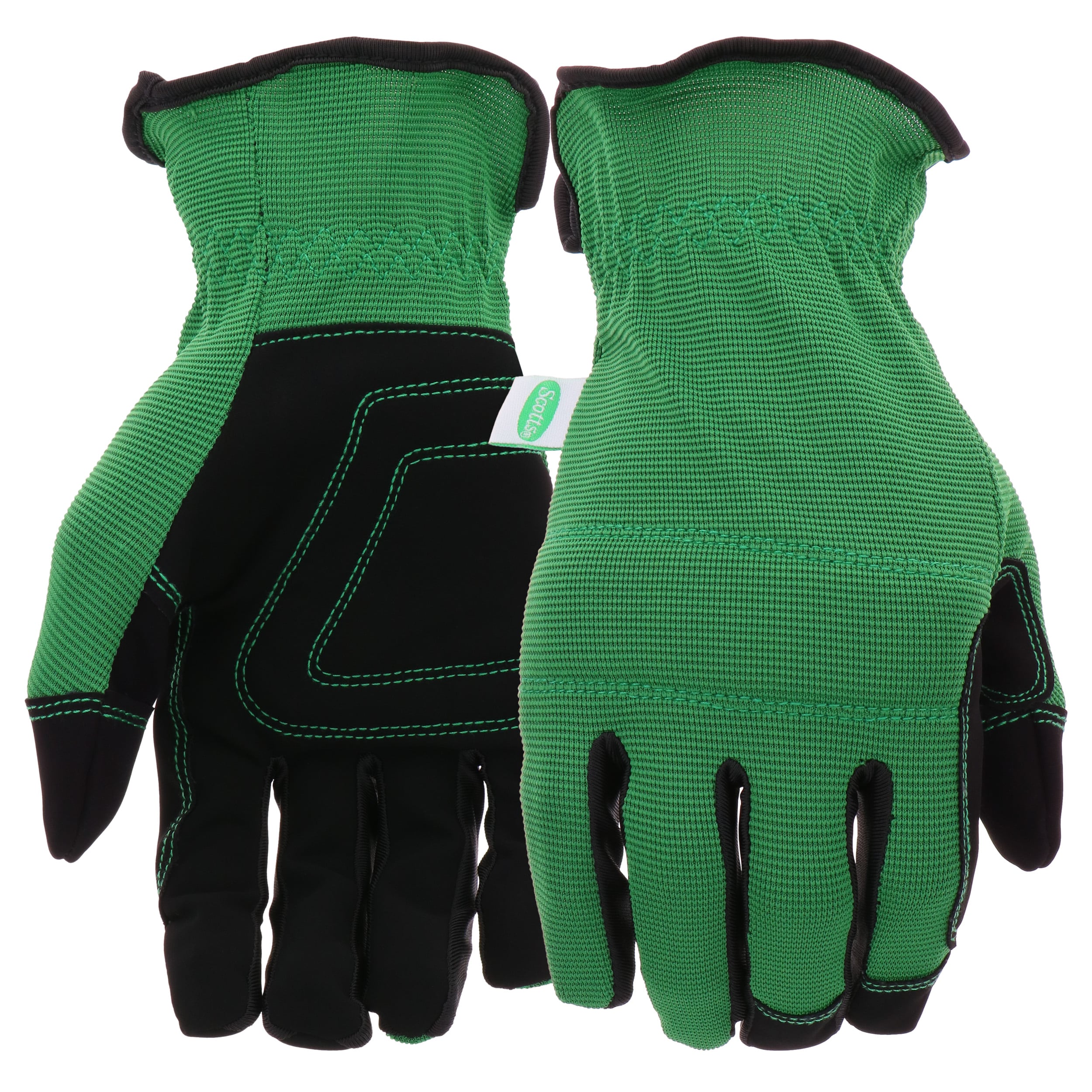 Guantes de jardinería verdes grandes de poliéster Scotts - Par de Guantes