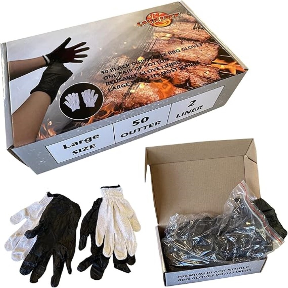 Guantes de cocina de nitrilo negros grandes/extra grandes LAVALOCK 25 pares - Talla LL-GLV50N2L