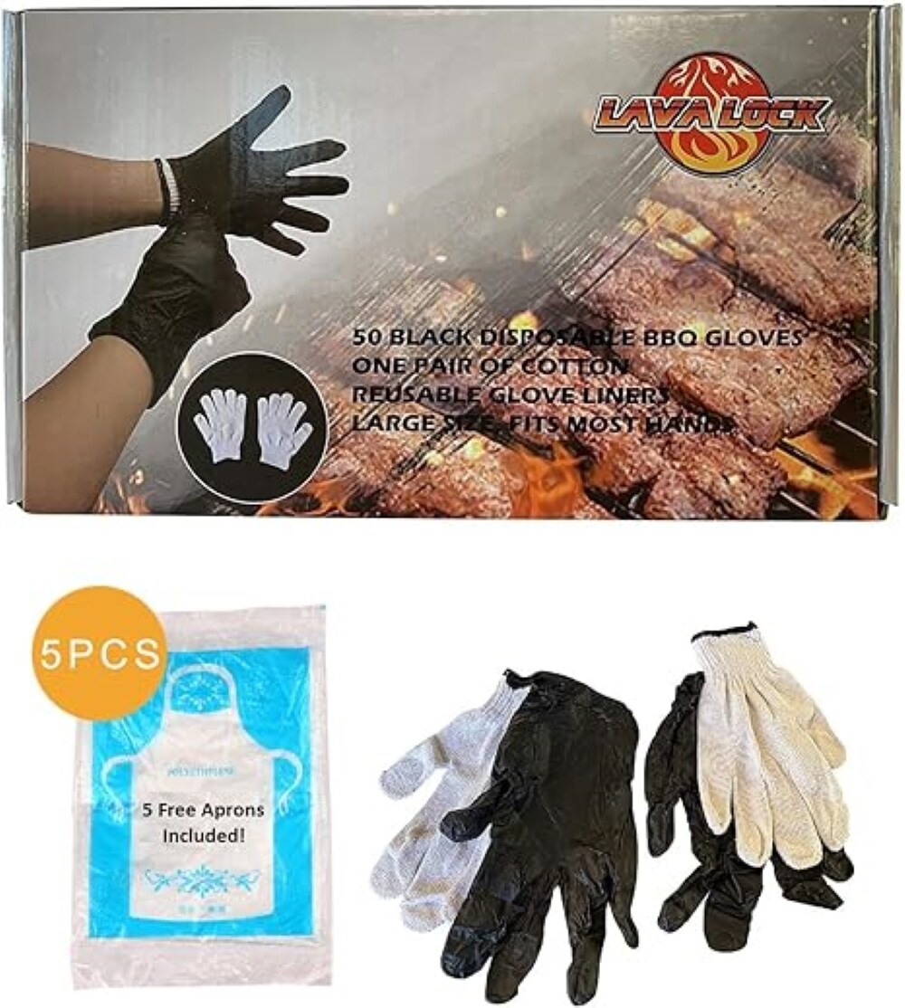 Guantes de cocina de nitrilo negros grandes/extra grandes LAVALOCK 25 pares - Talla LL-GLV50N2L