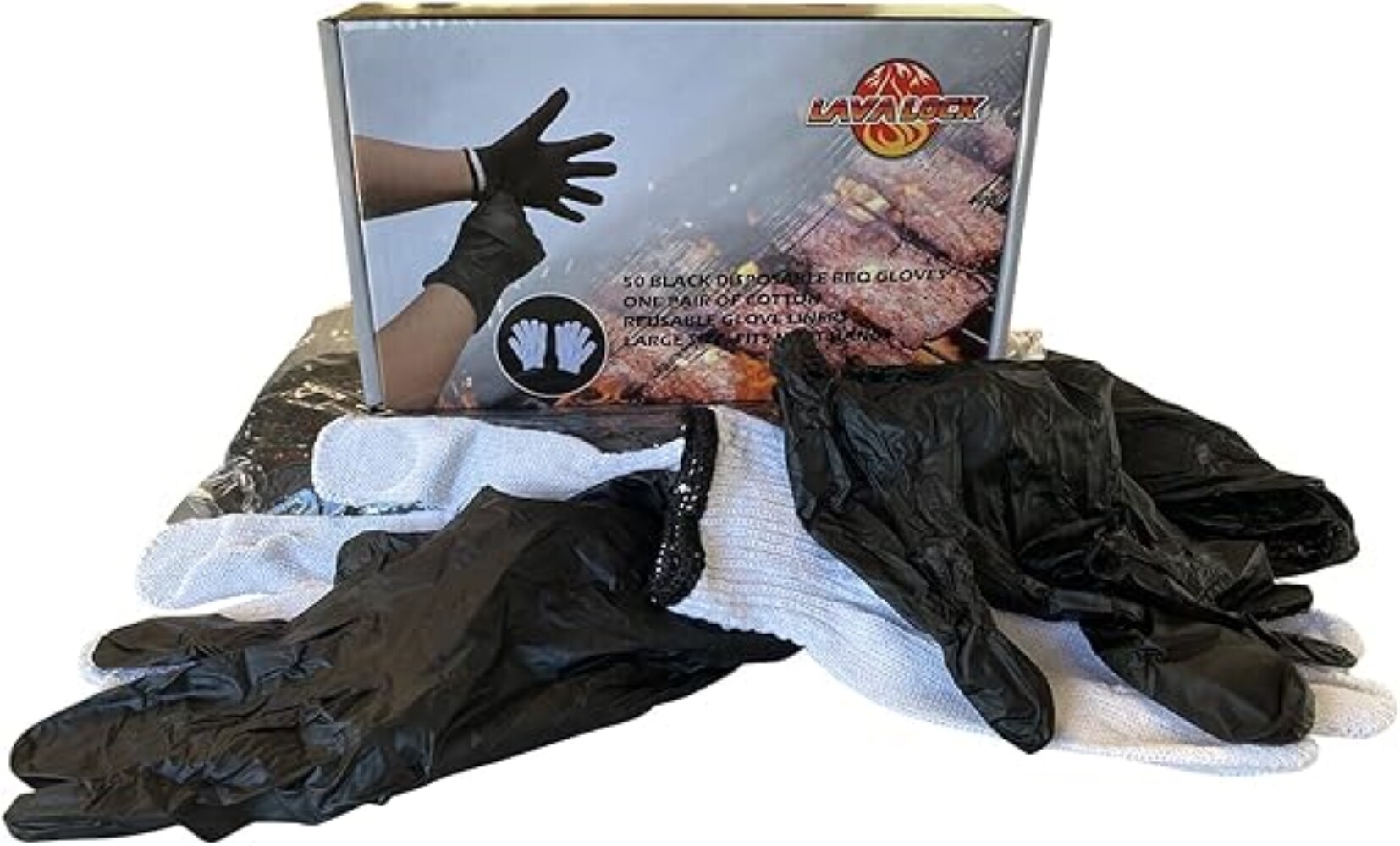 Guantes de cocina de nitrilo negros grandes/extra grandes LAVALOCK 25 pares - Talla LL-GLV50N2L